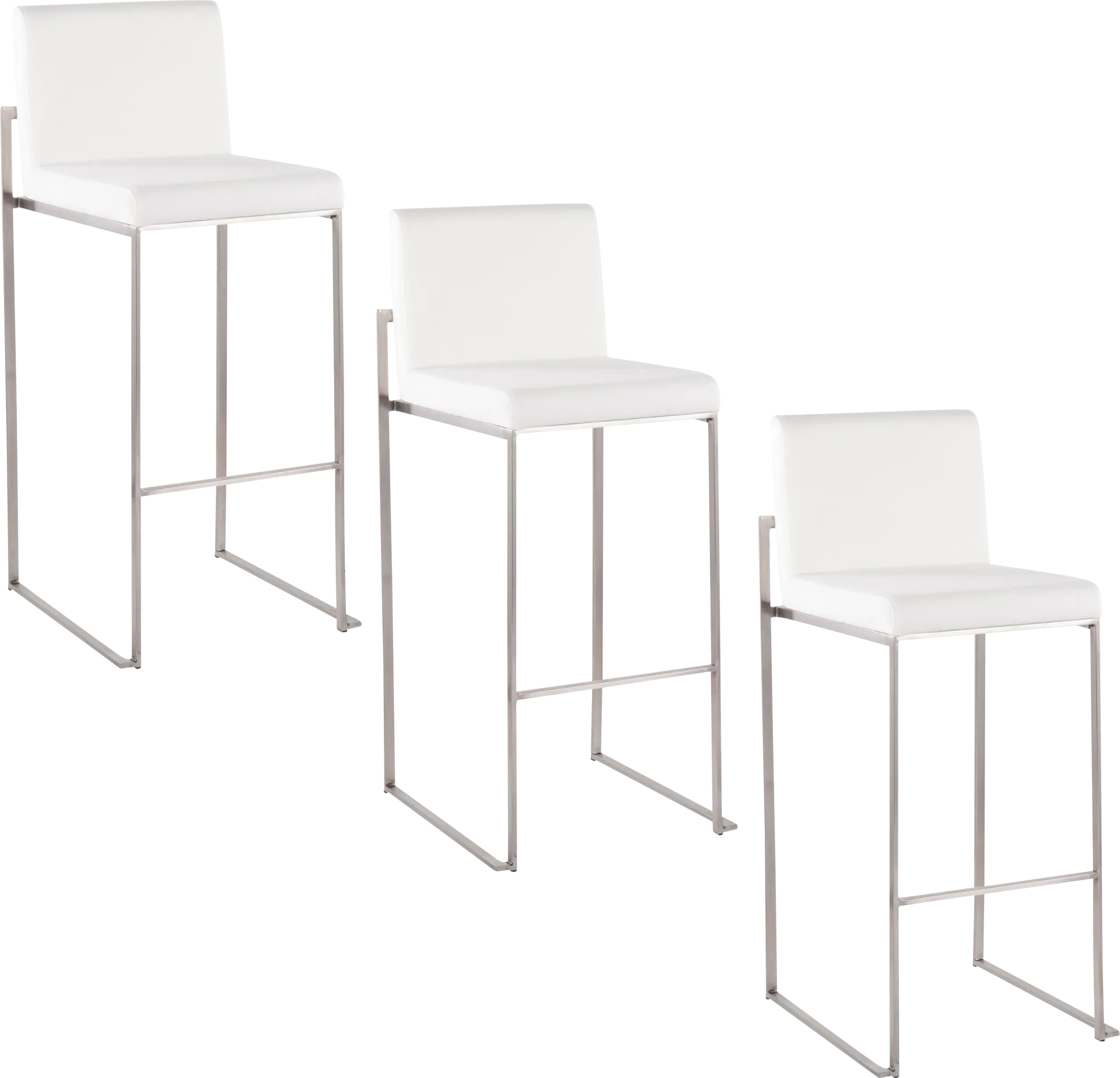 Nowotny IV White Barstool, Set of 3 - Image 1