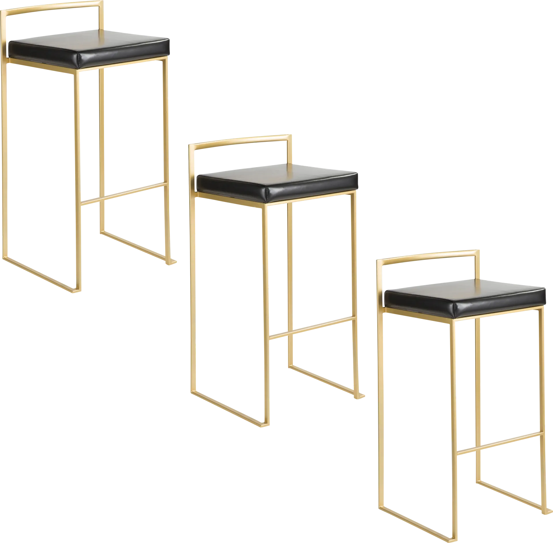 Sora Black Barstool, Set of 3 - Image 1