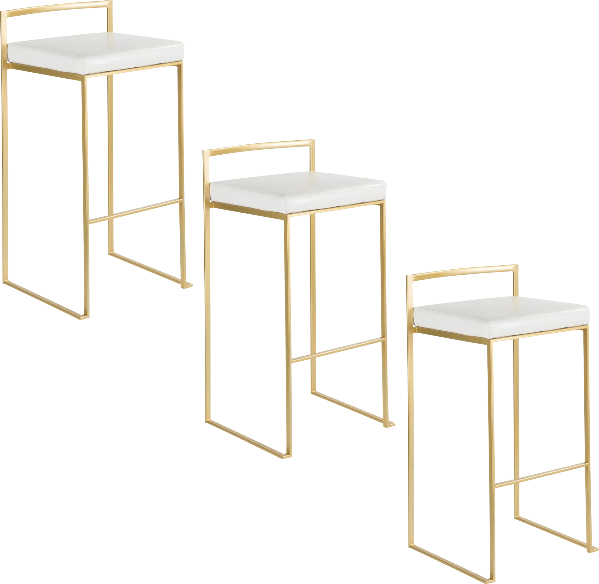 Sora White Barstool, Set of 3 - Image 1