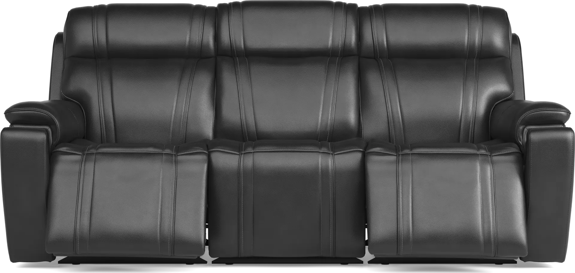 Sound Tech by Shaq Black Leather Triple Power Reclining Sofa with Audio - Image 1