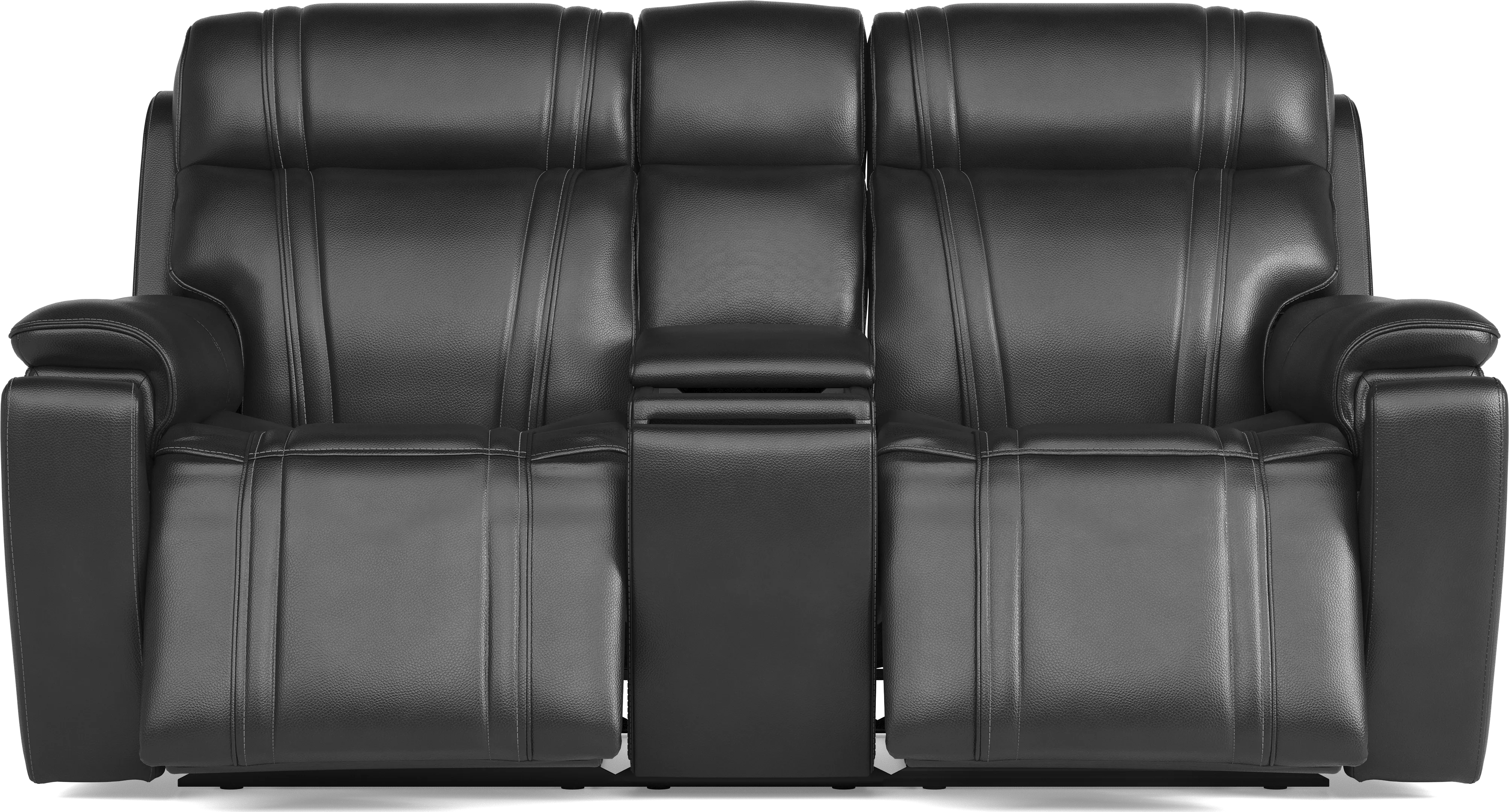 Sound Tech by Shaq Black Leather Triple Power Reclining Loveseat with Audio - Thumbnail - Image 1