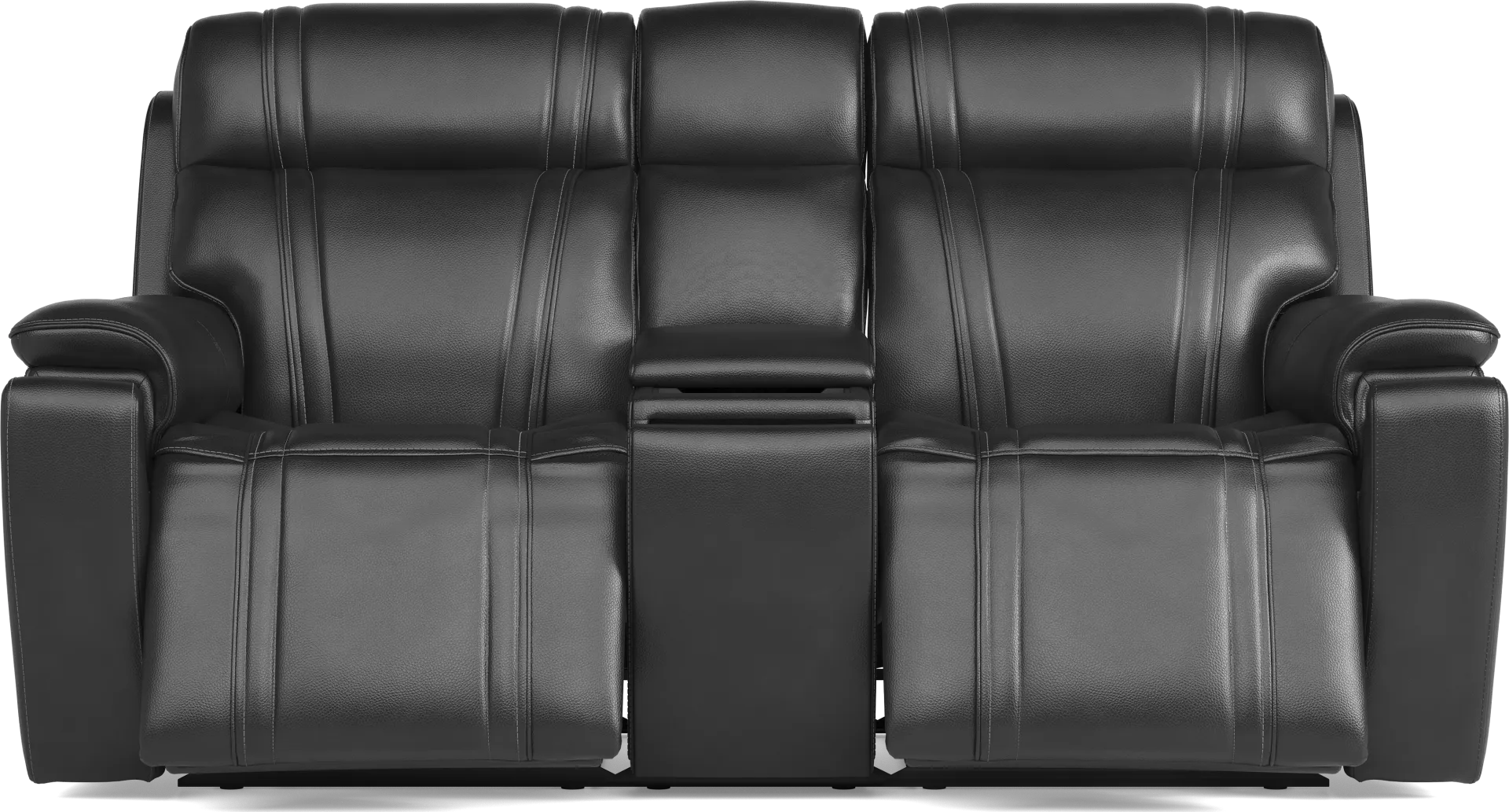 Sound Tech by Shaq Black Leather Triple Power Reclining Loveseat with Audio - Image 1