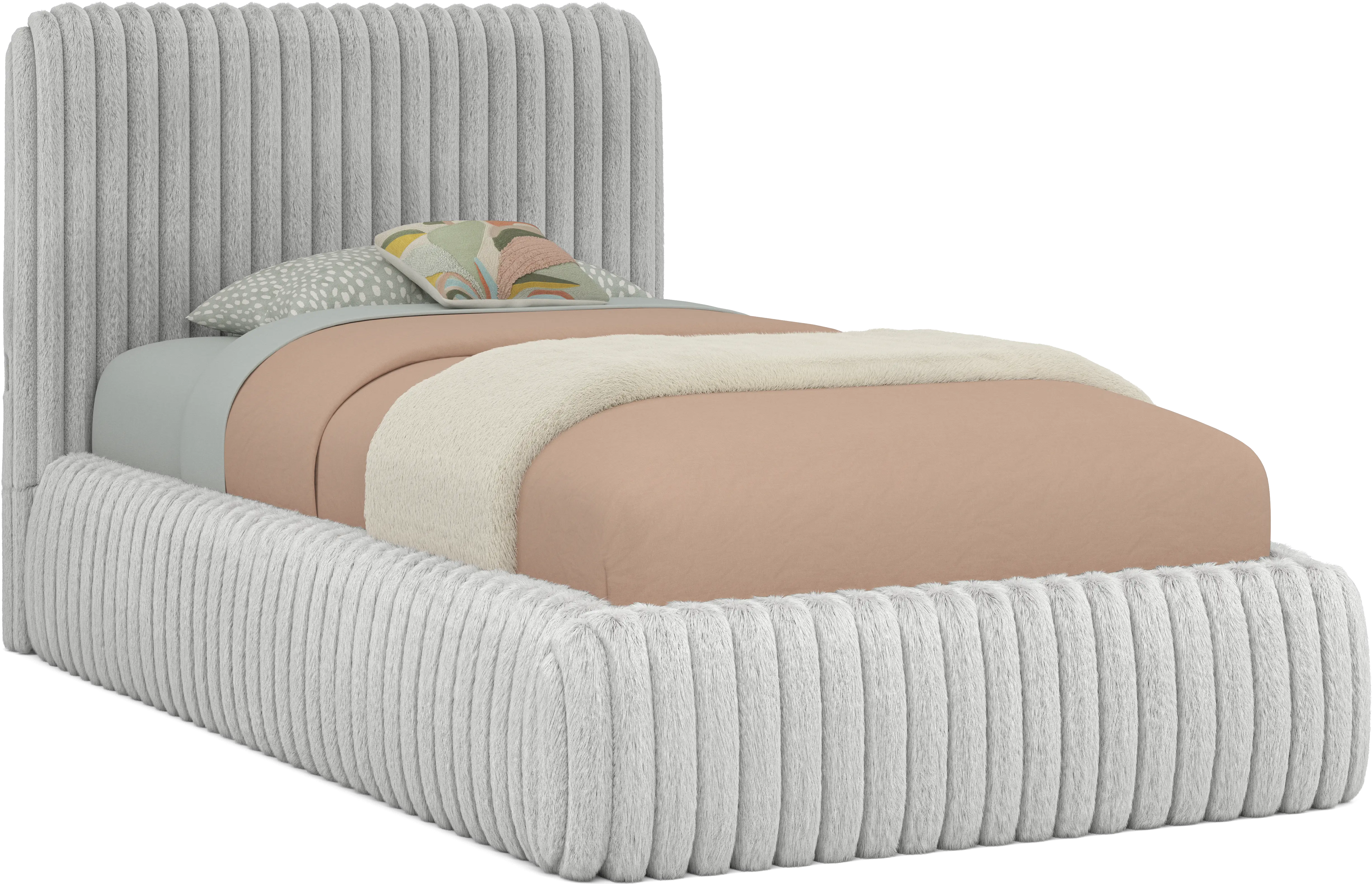 Kids Charlize Light Gray Twin Upholstered Bed - Thumbnail - Image 1