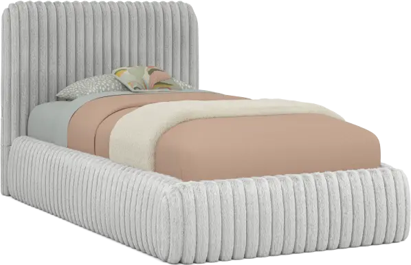Kids Charlize Light Gray Twin Upholstered Bed