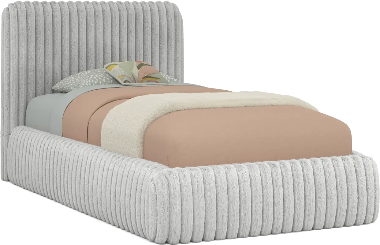 Kids Charlize Light Gray Twin Upholstered Bed