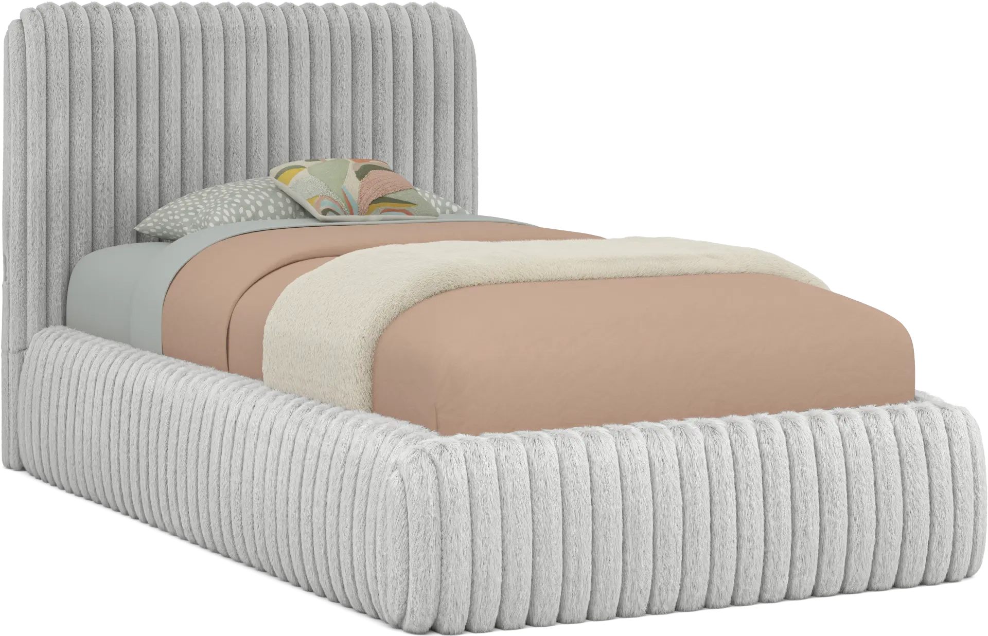 Kids Charlize Light Gray Twin Upholstered Bed