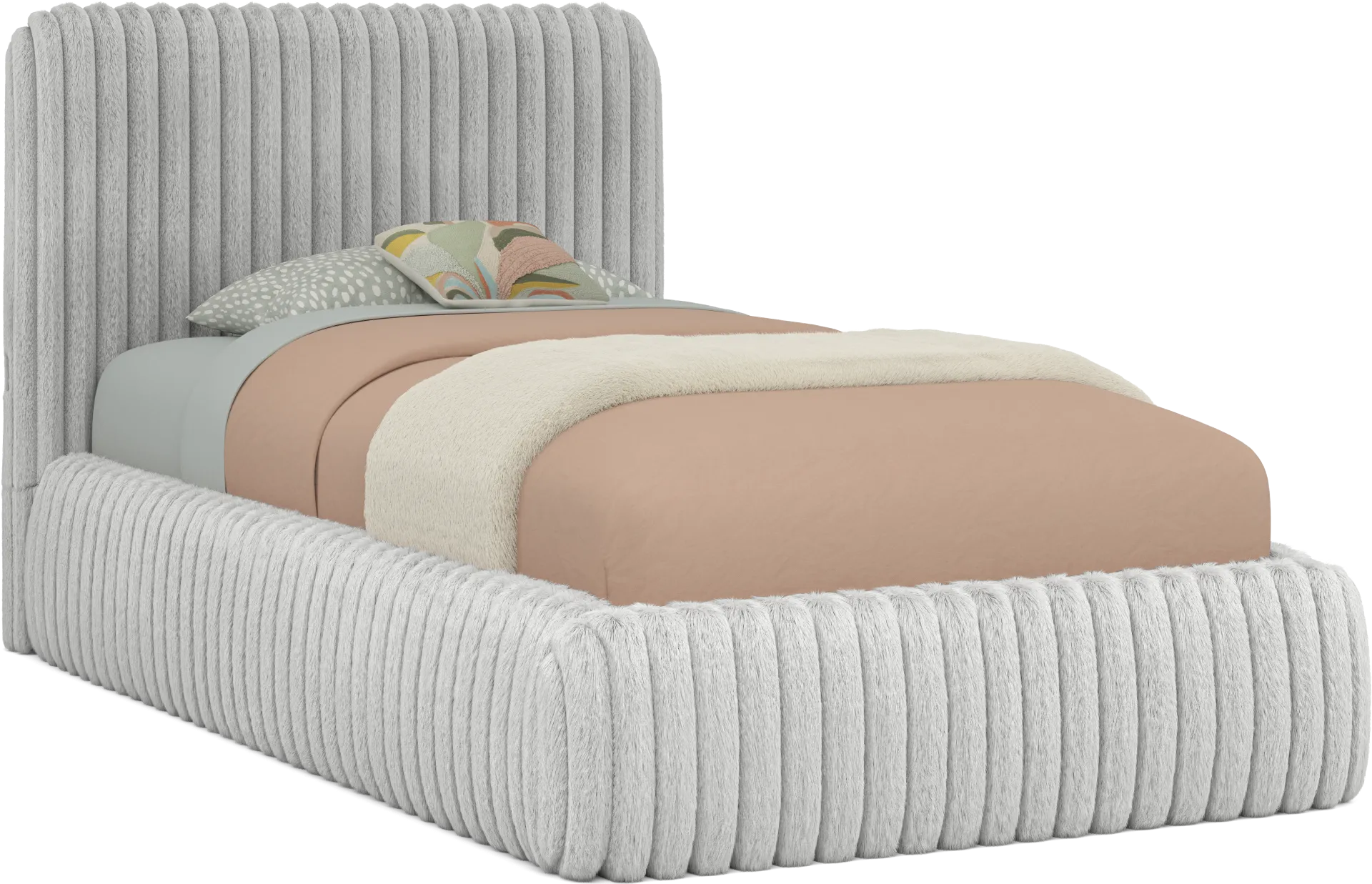 Kids Charlize Light Gray Twin Upholstered Bed - Image 1