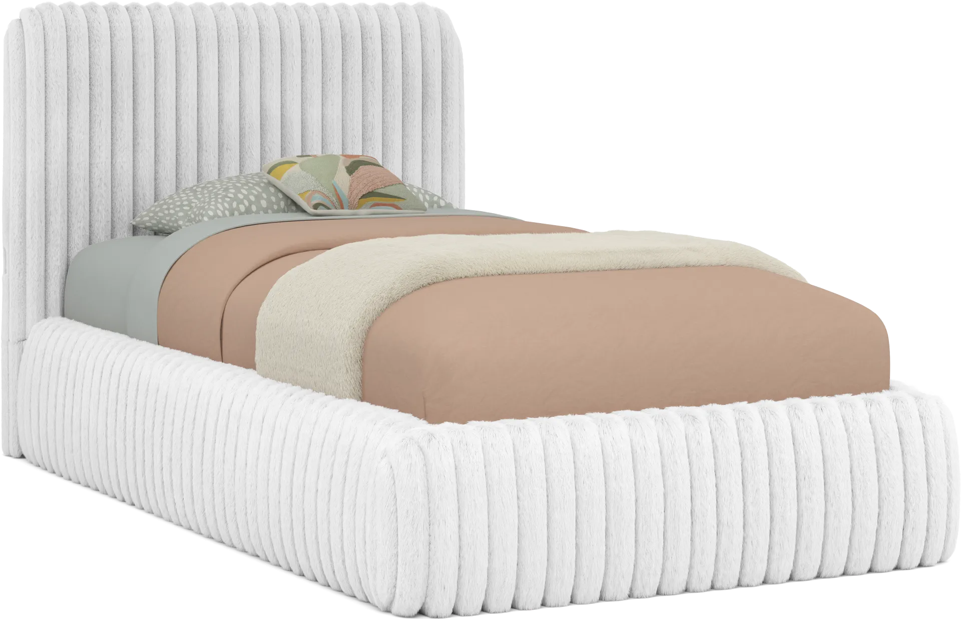 Kids Charlize White Twin Upholstered Bed - Image 1