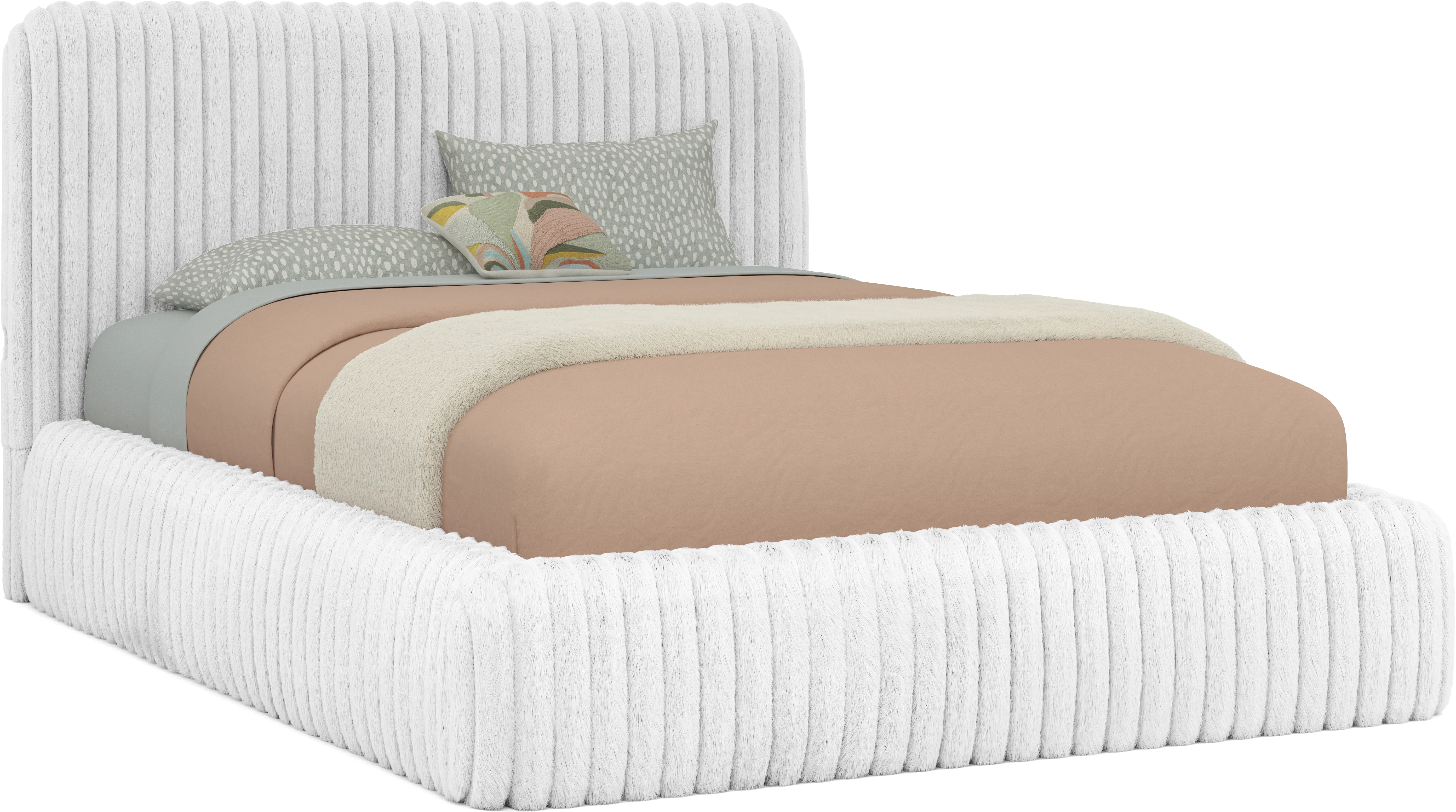 Kids Charlize White Full Upholstered Bed - Thumbnail - Image 1