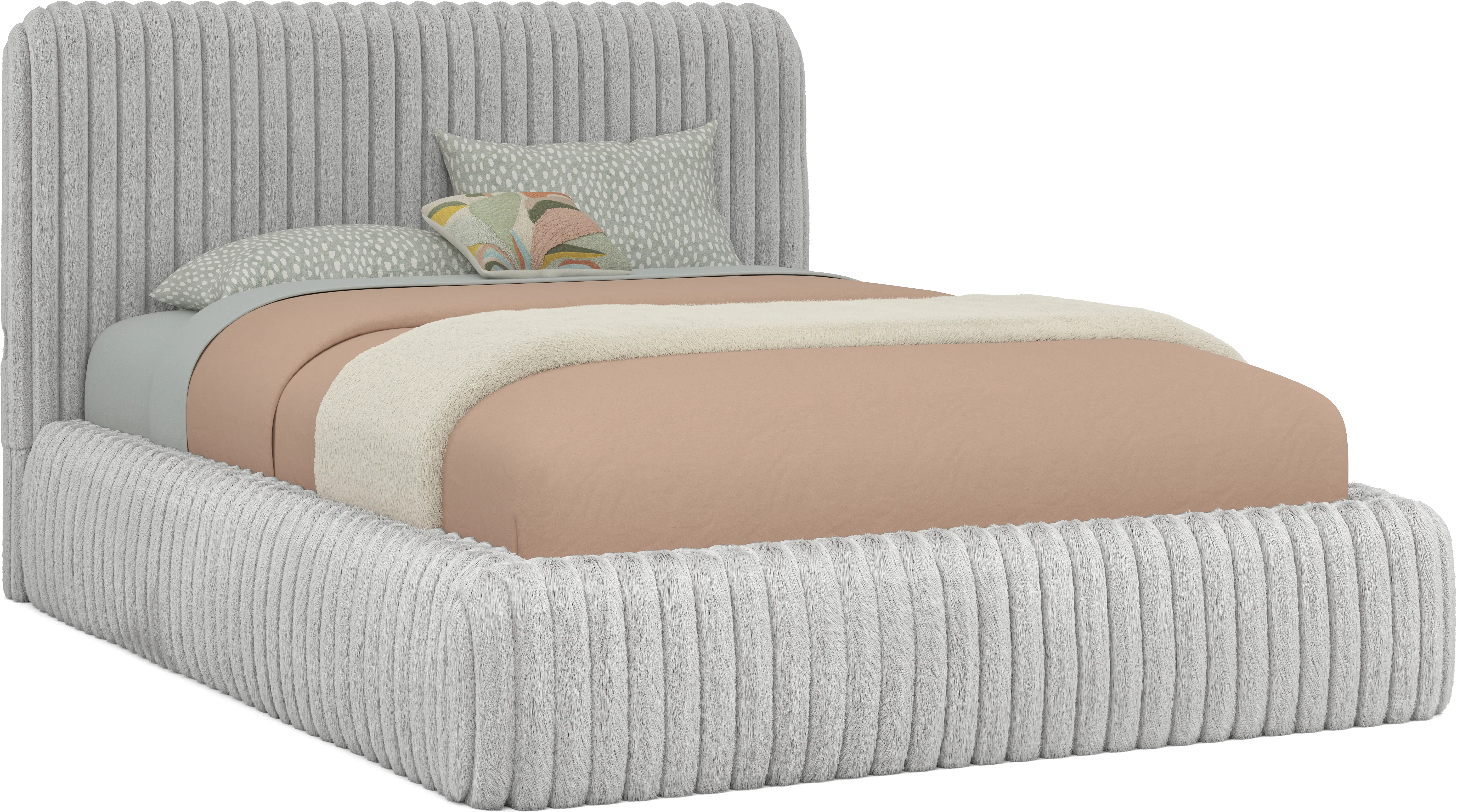 Kids Charlize Light Gray Full Upholstered Bed - Thumbnail - Image 1