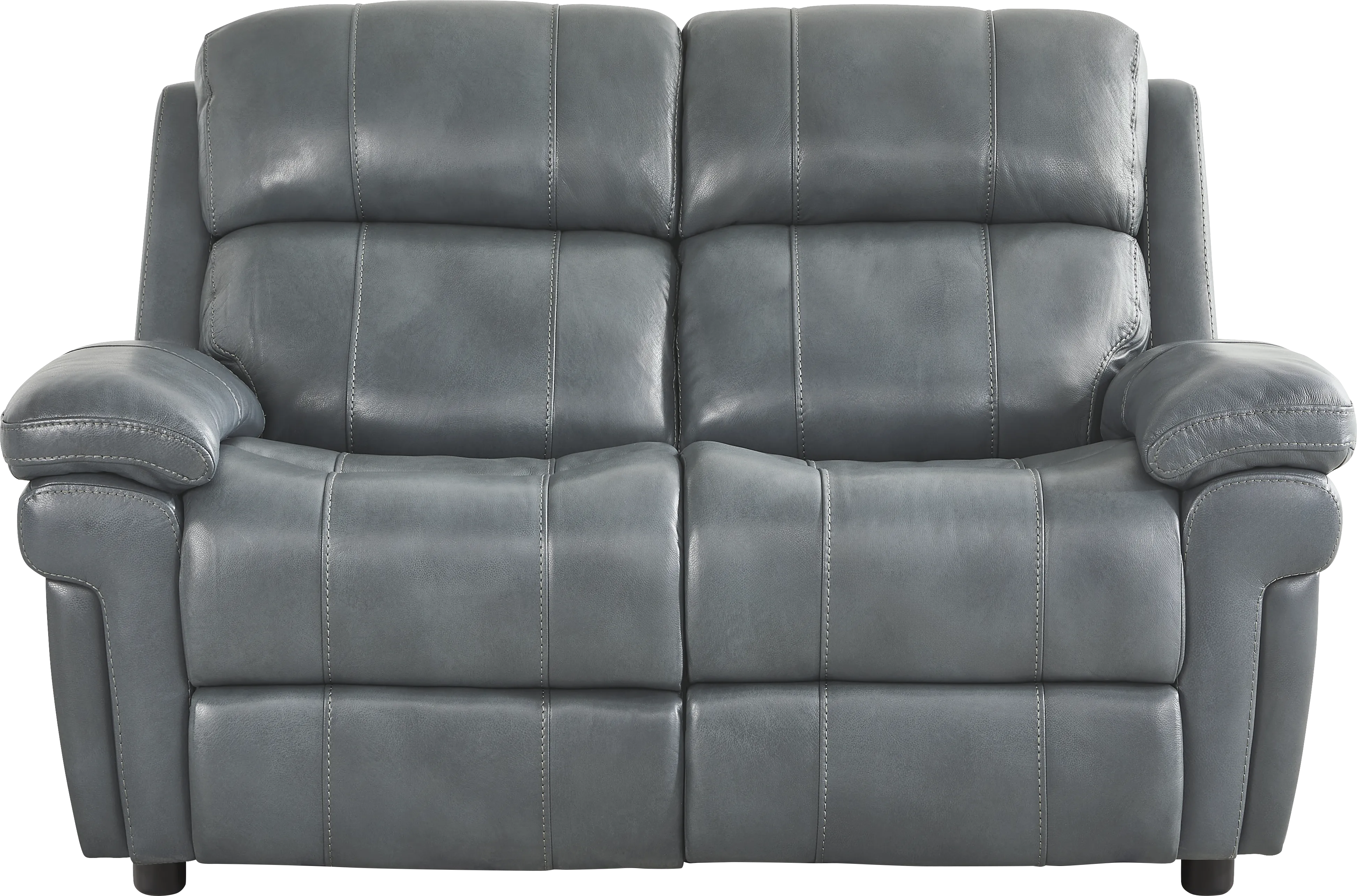Trevino Lane Blue Leather Loveseat - Thumbnail - Image 1