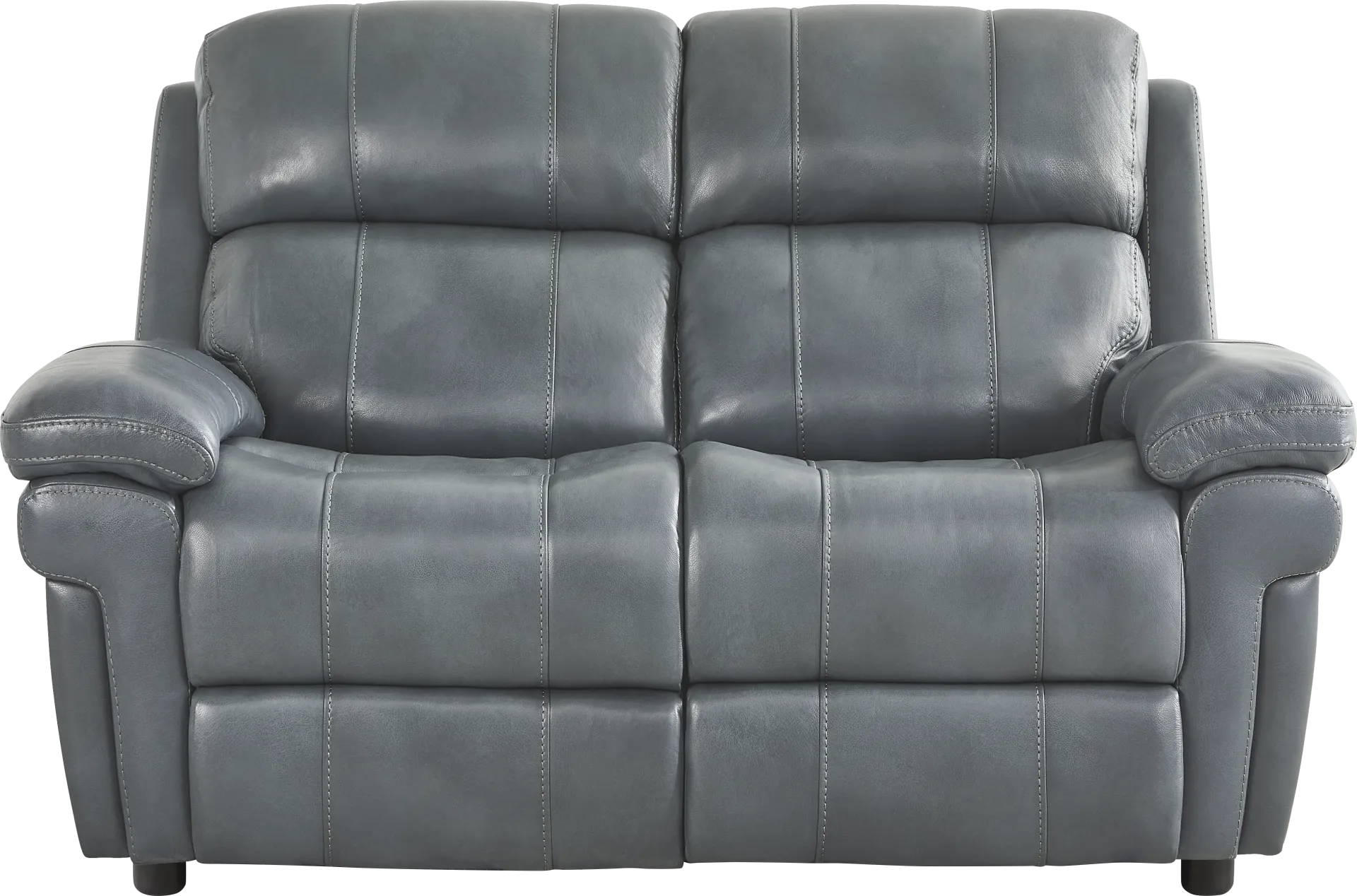 Trevino Lane Blue Leather Loveseat - Image 1