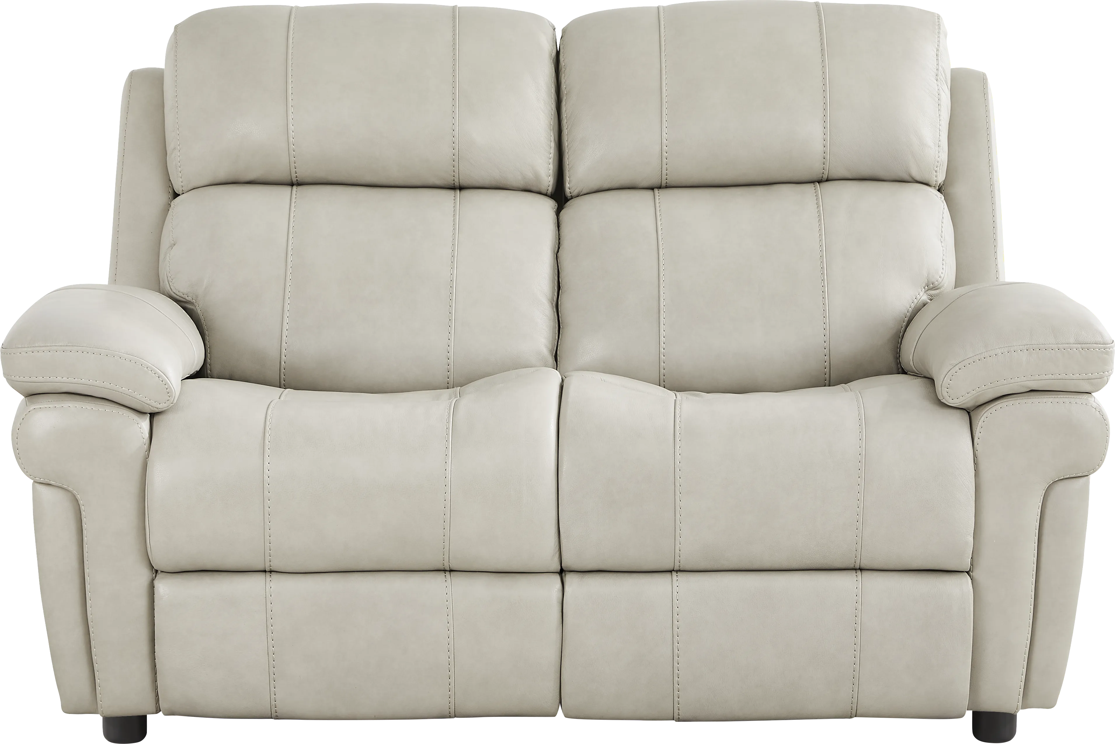 Trevino Lane Gray Leather Loveseat - Thumbnail - Image 1