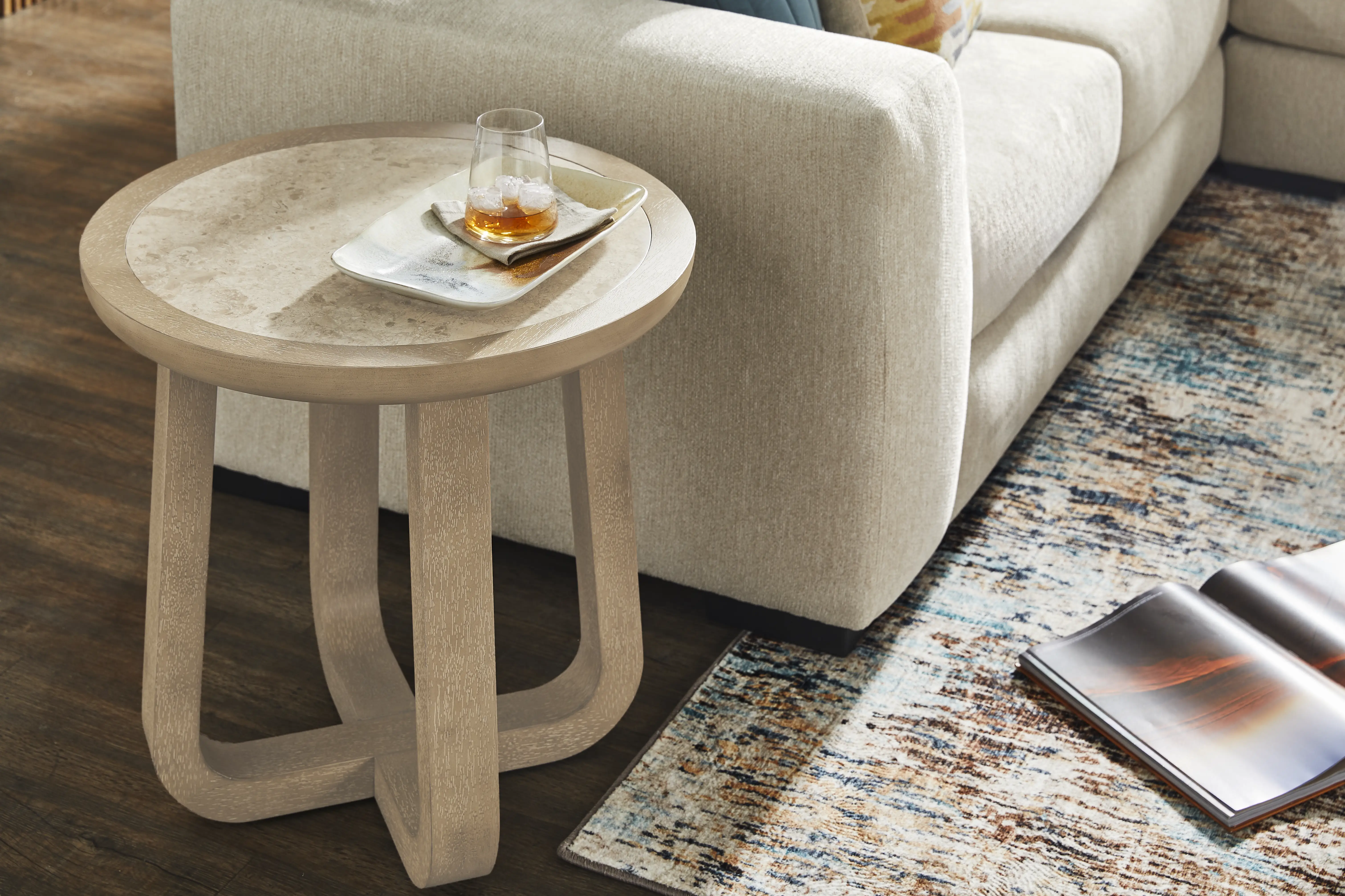 Canyon Sandstone Round End Table with Stone Top - Thumbnail - Image 3