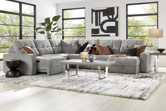 Meriwether Gray 6 Pc Power Slider Sectional
