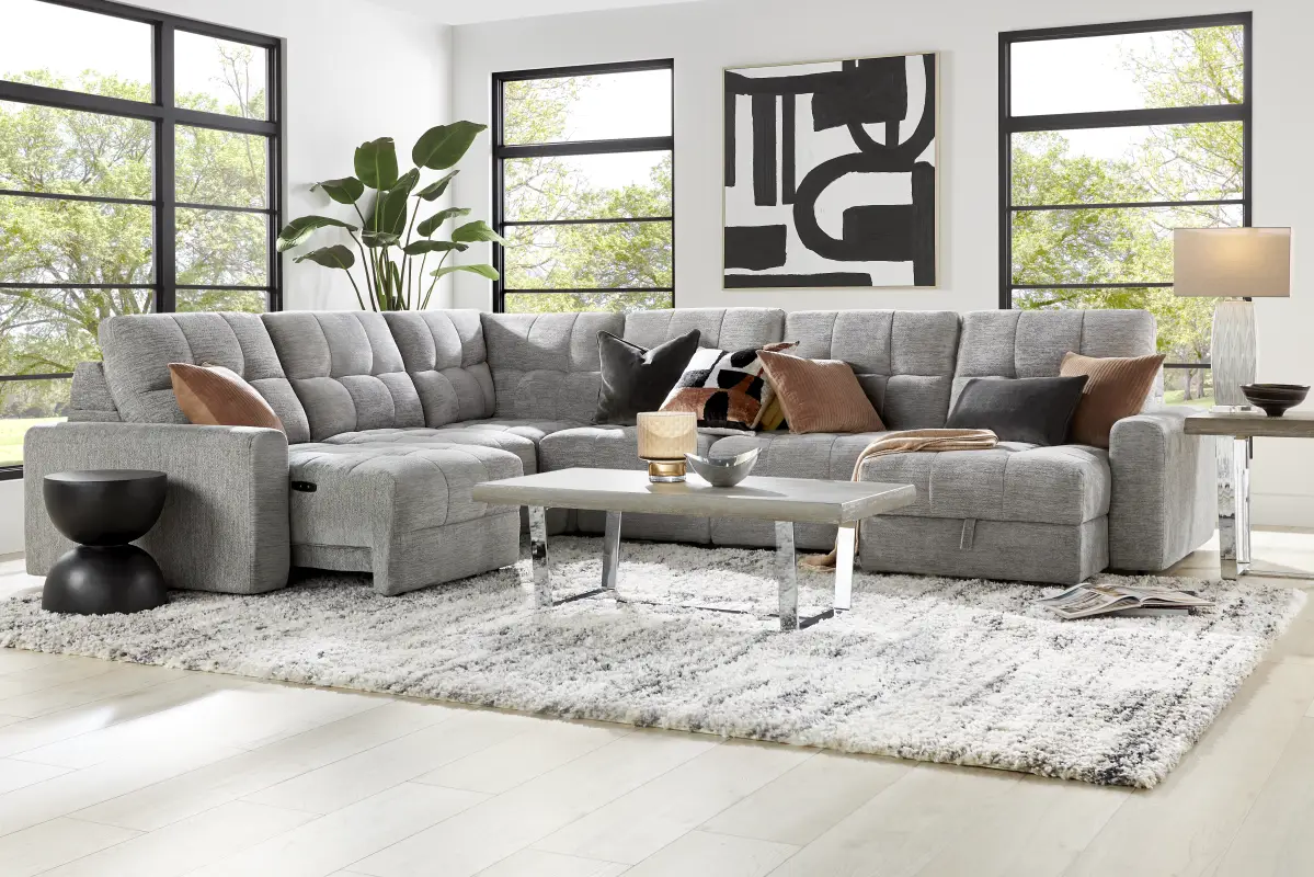 Meriwether Gray 6 Pc Power Slider Sectional