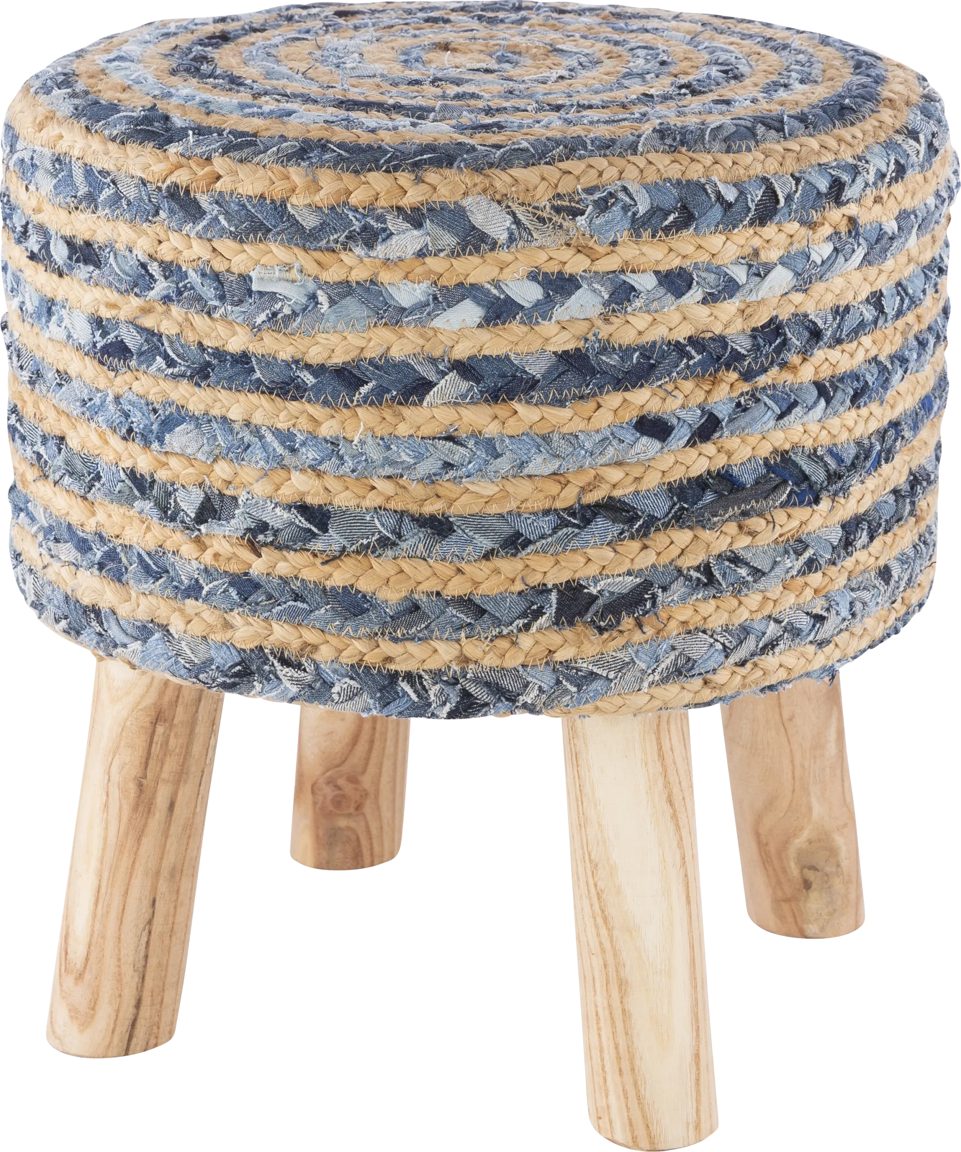 Nadino Blue/Tan Ottoman - Image 1