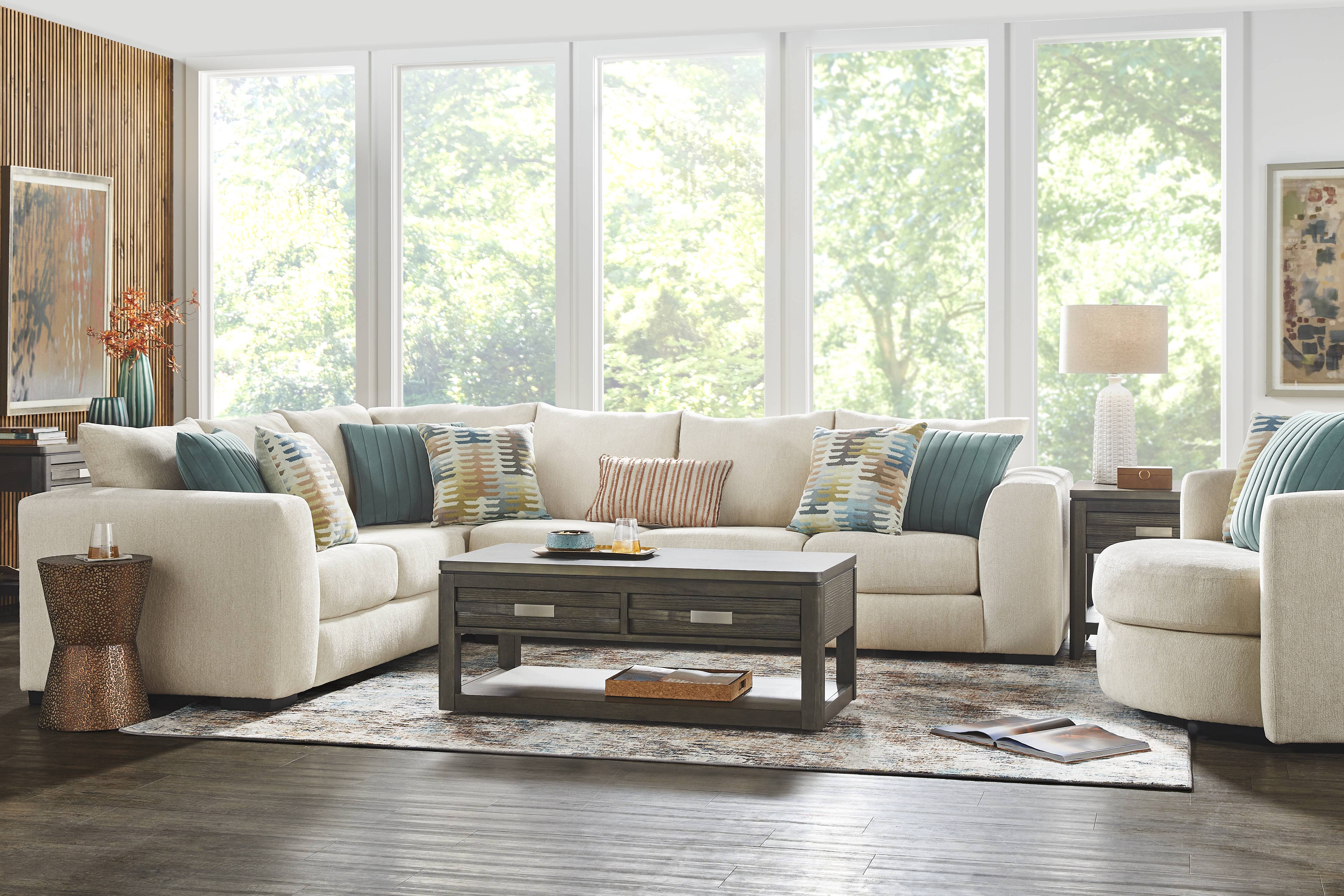Brookeville White 5 Pc Sectional Living Room - Thumbnail - Image 1