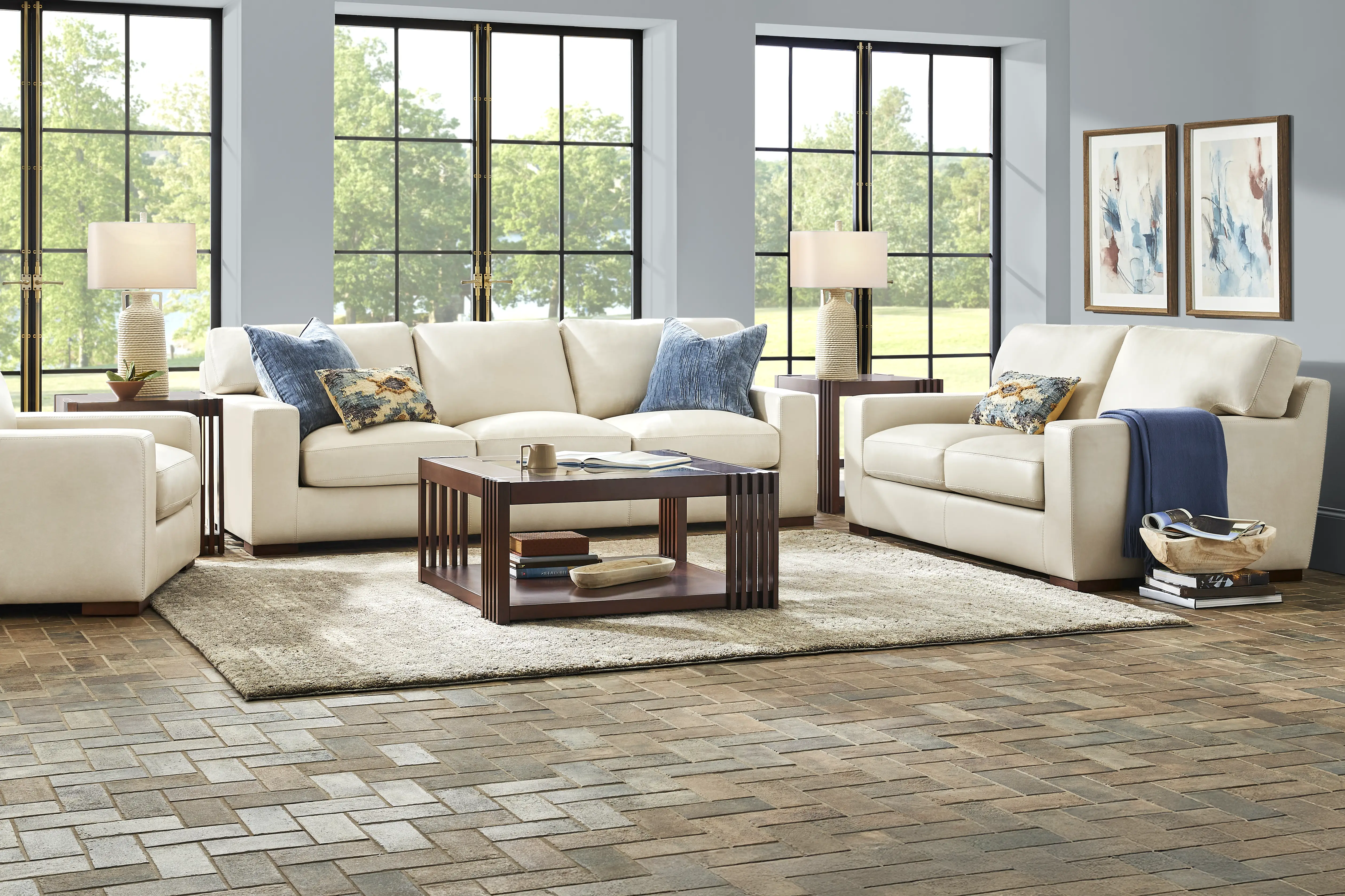 Kensington 2 Pc Oyster Beige Leather Living Room Set With Sofa