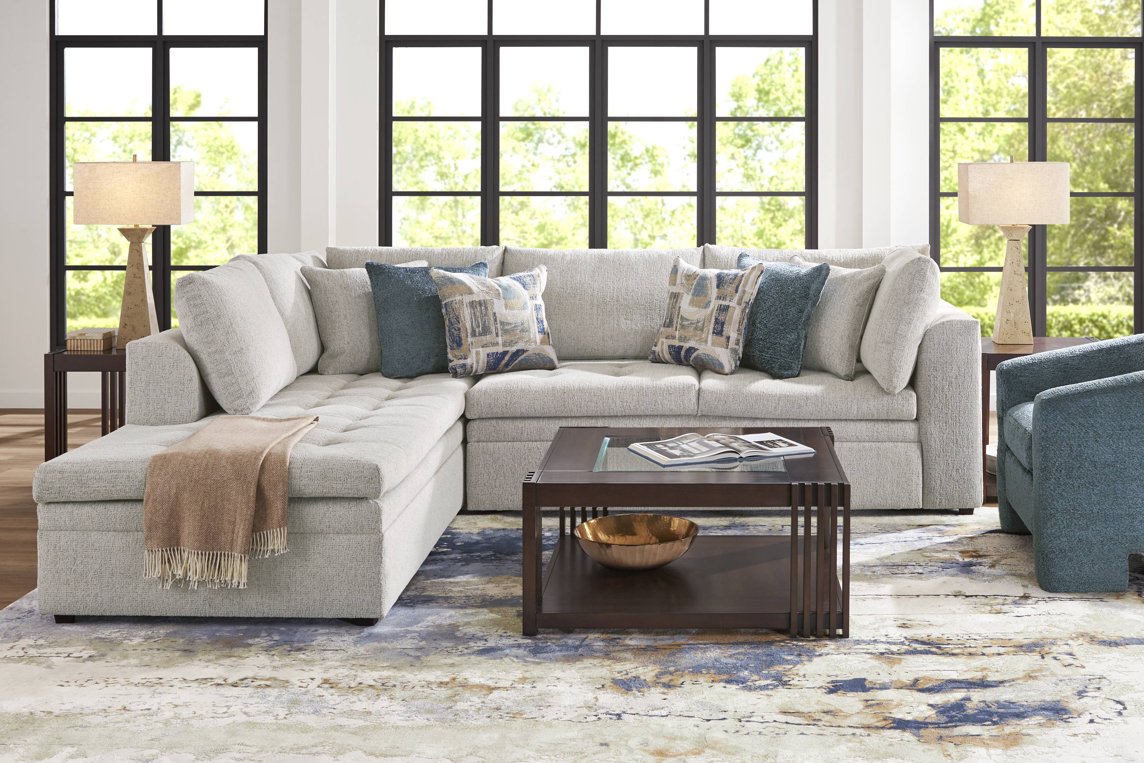 Sheridan Place Gray 4 Pc Sleeper Sectional Living Room - Thumbnail - Image 1