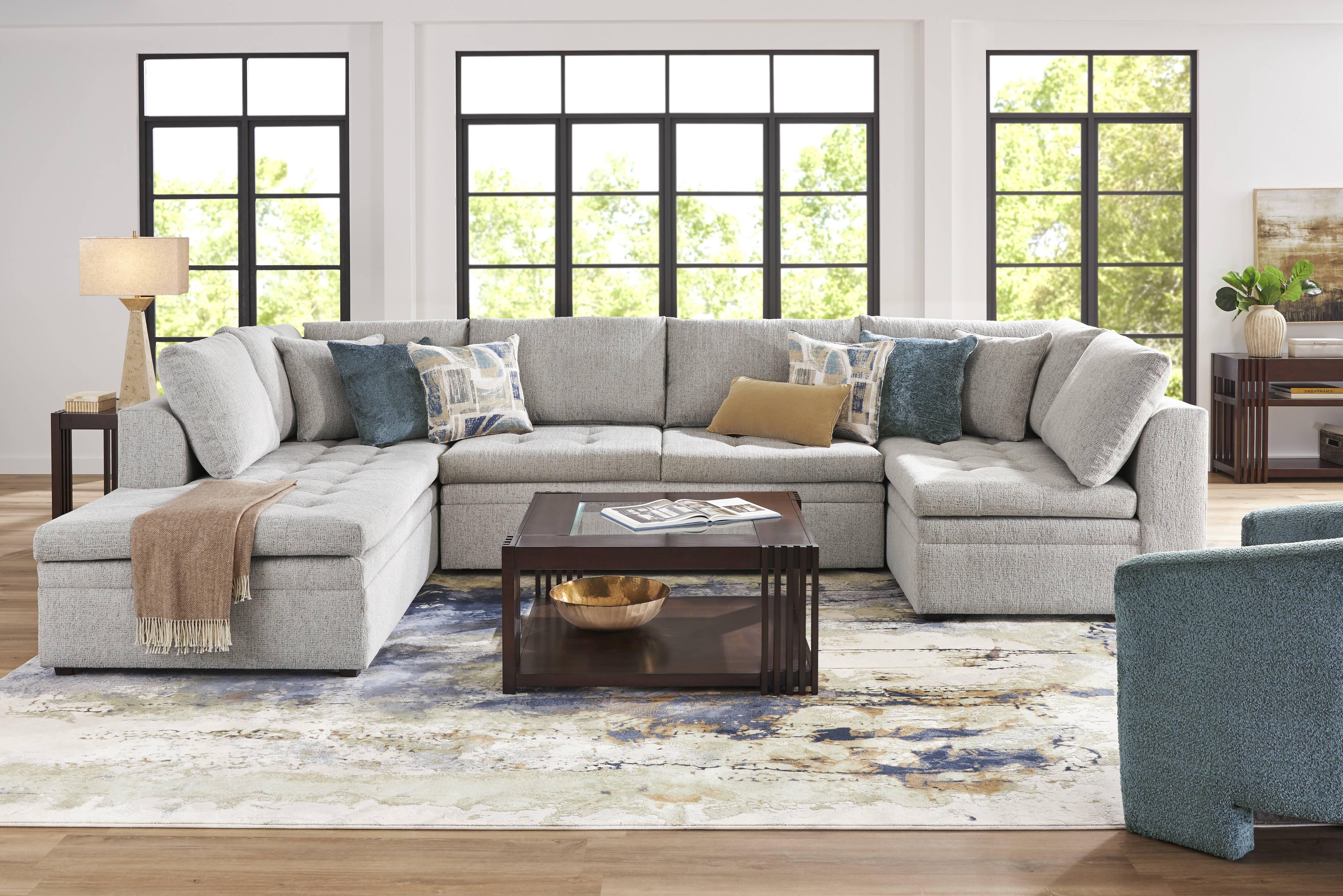 Sheridan Place Gray 5 Pc Sleeper Sectional Living Room - Thumbnail - Image 1