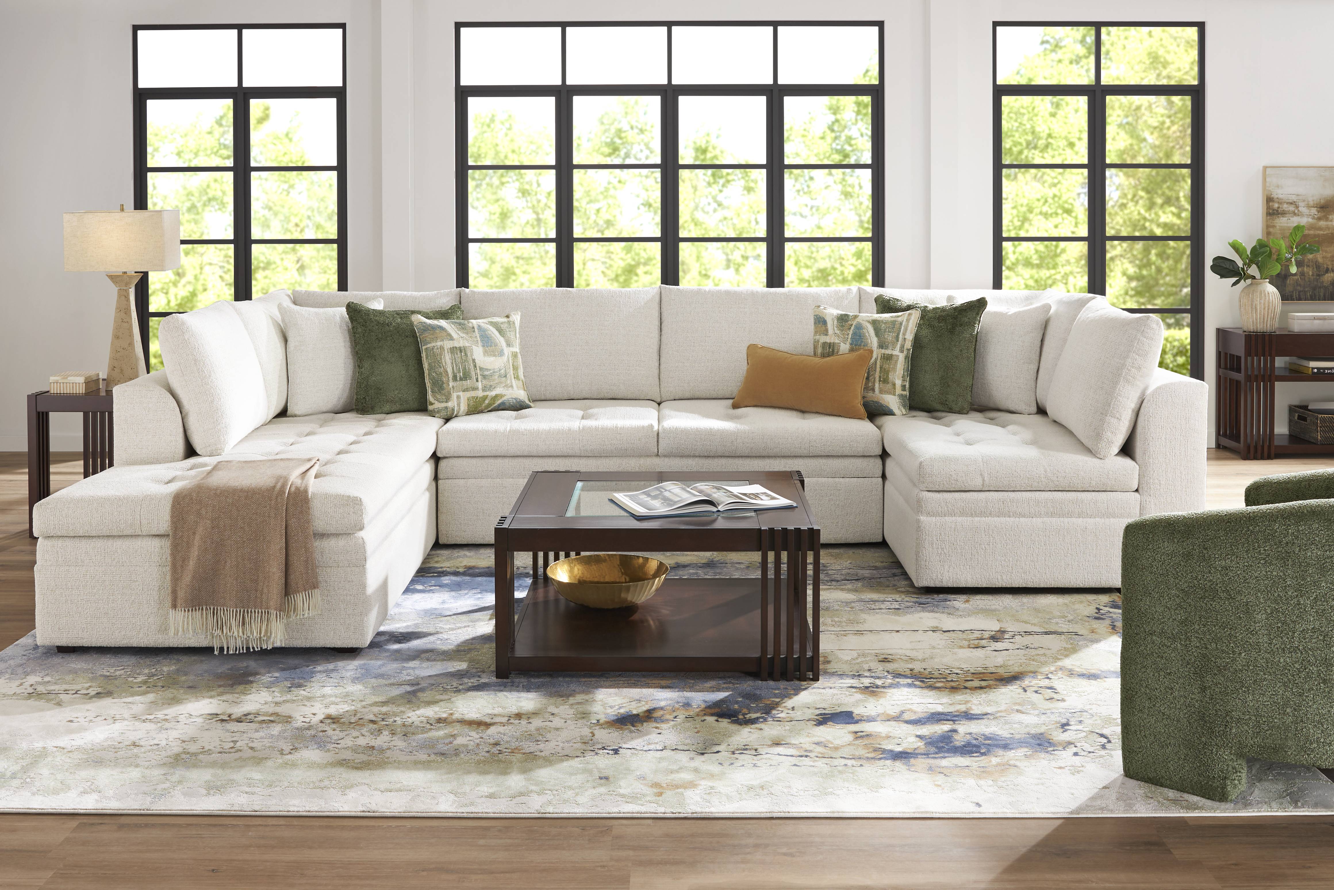 Sheridan Place Off-White 5 Pc Sleeper Sectional Living Room - Thumbnail - Image 1
