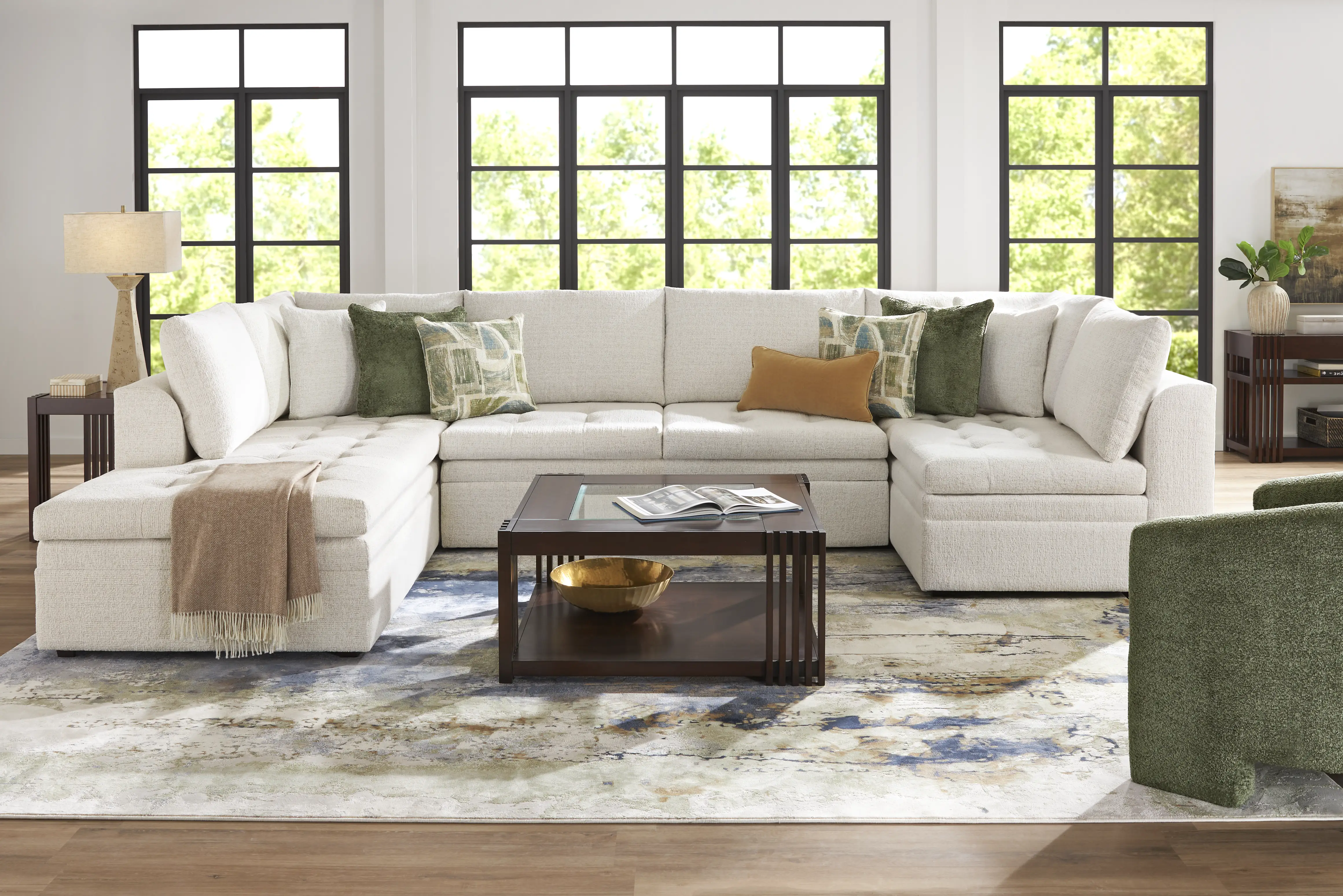 Cindy Crawford Sheridan Place Off-White Beige,White Chenille