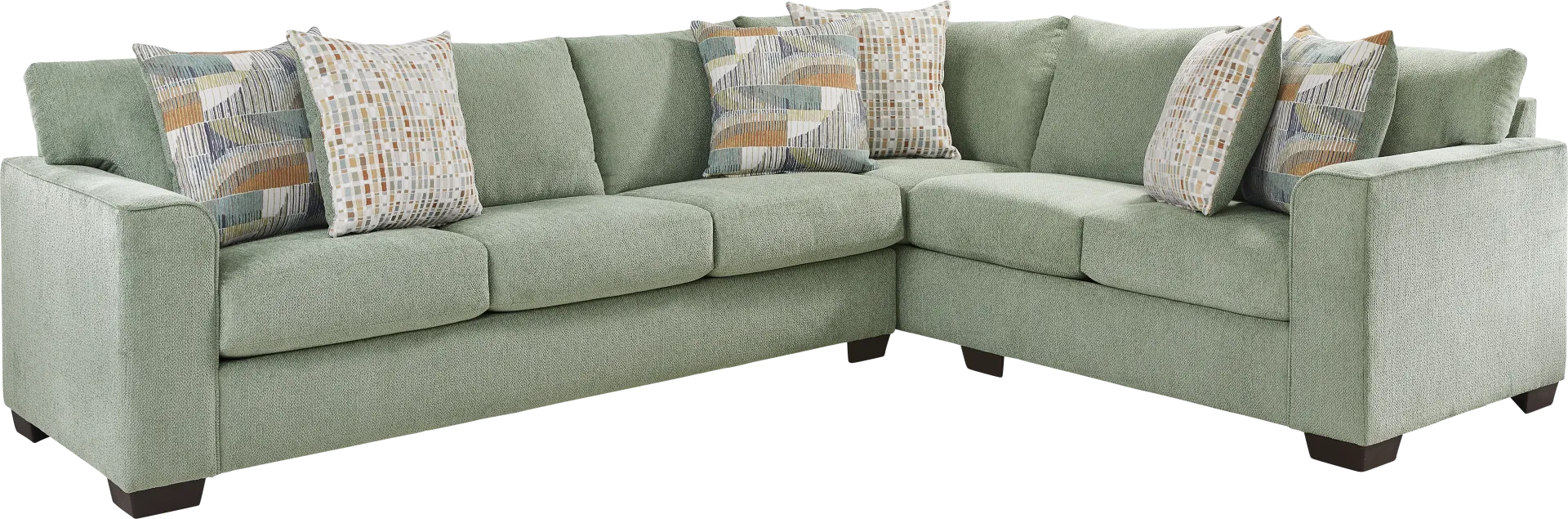 Delcrest Green 5 Pc Gel Foam Sleeper Sectional Living Room - Image 2