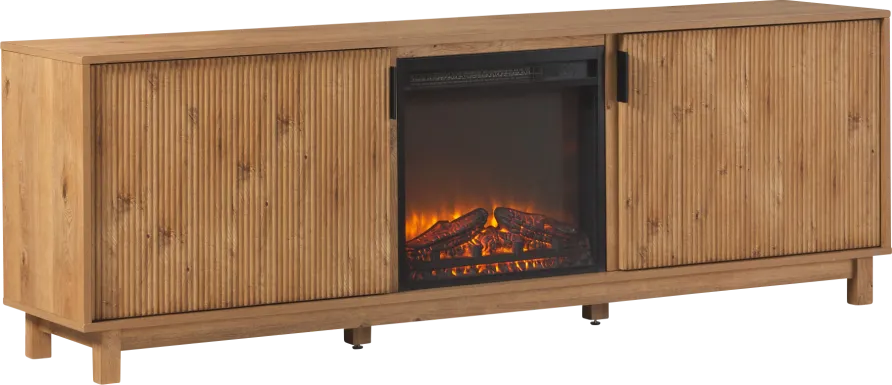 Westsams Oak 70 in. Console, With Electric Fireplace