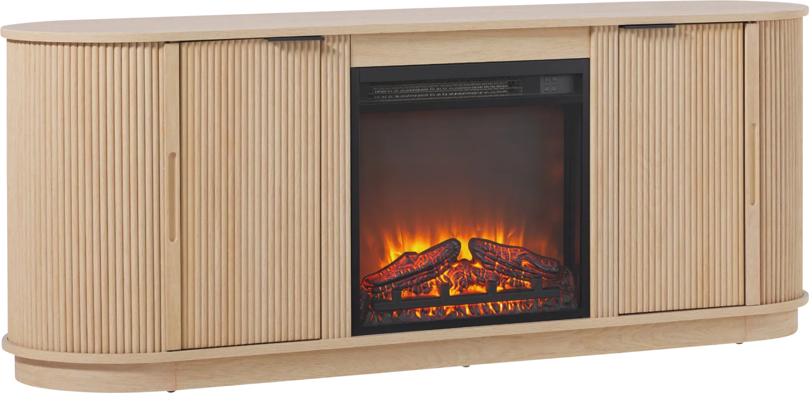 Mayapple Oak 60 in. Console, With Electric Fireplace