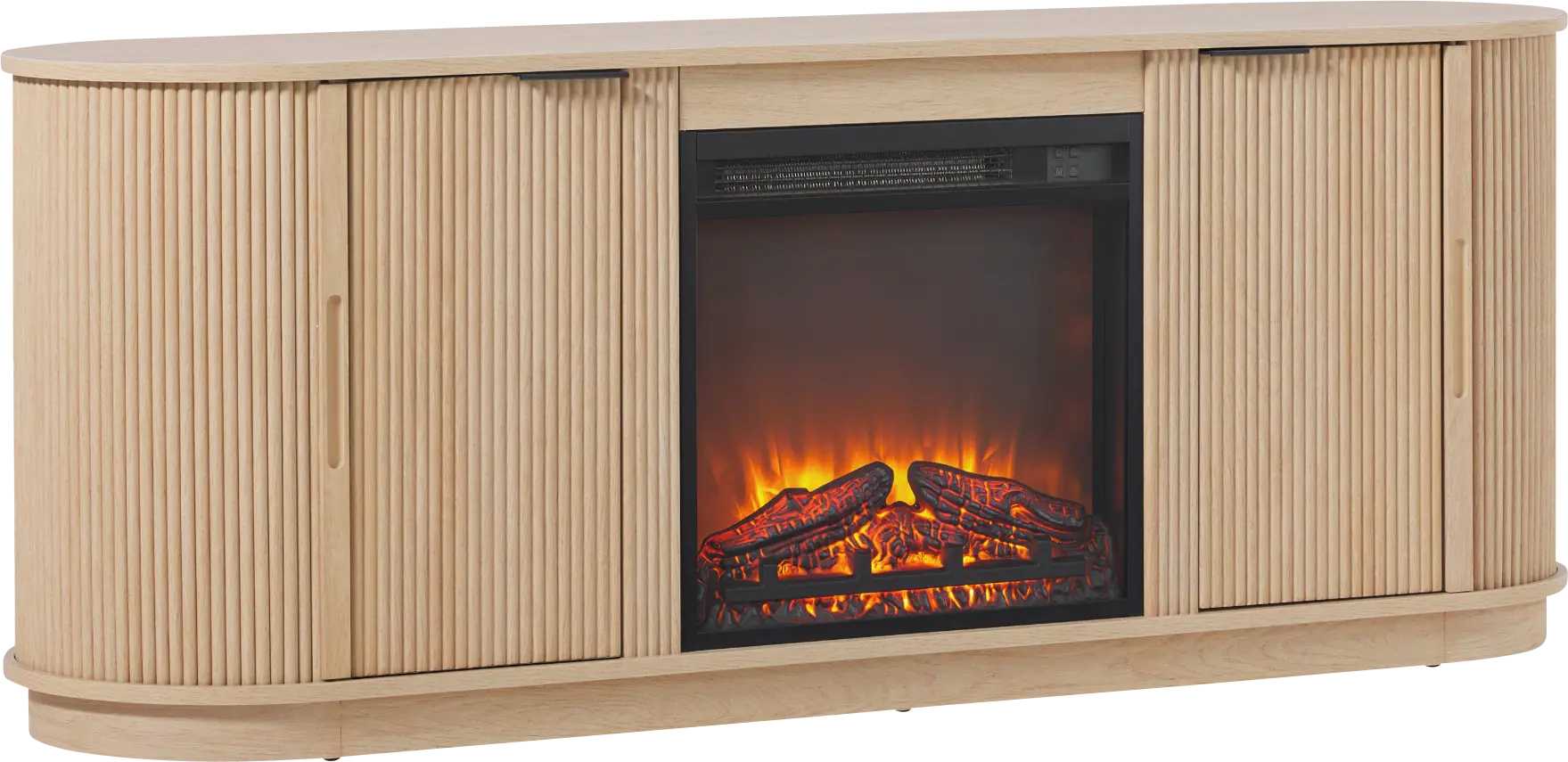 Mayapple Oak 60 in. Console, With Electric Fireplace
