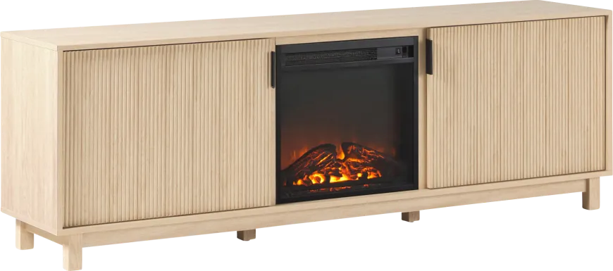 Westsams Natural 70 in. Console, With Electric Fireplace