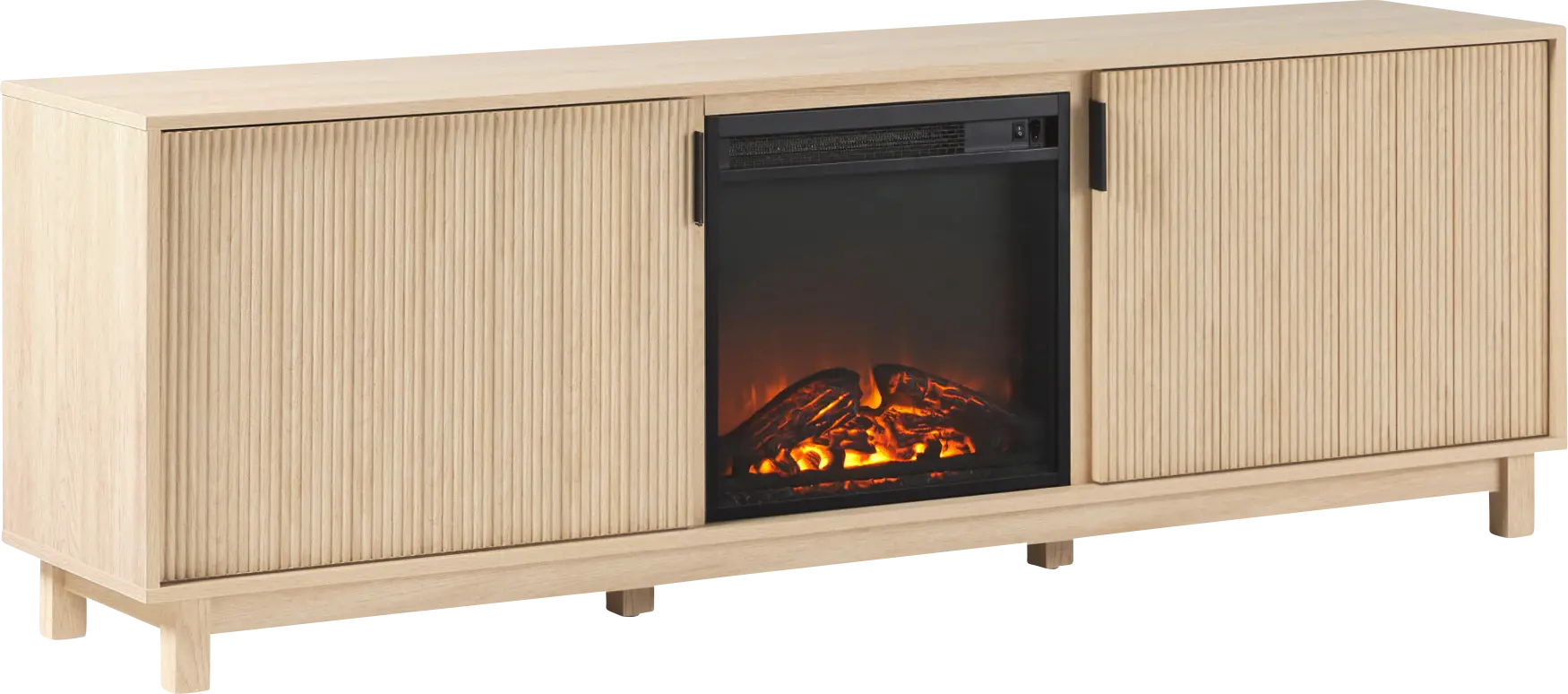 Westsams Natural 70 in. Console, With Electric Fireplace