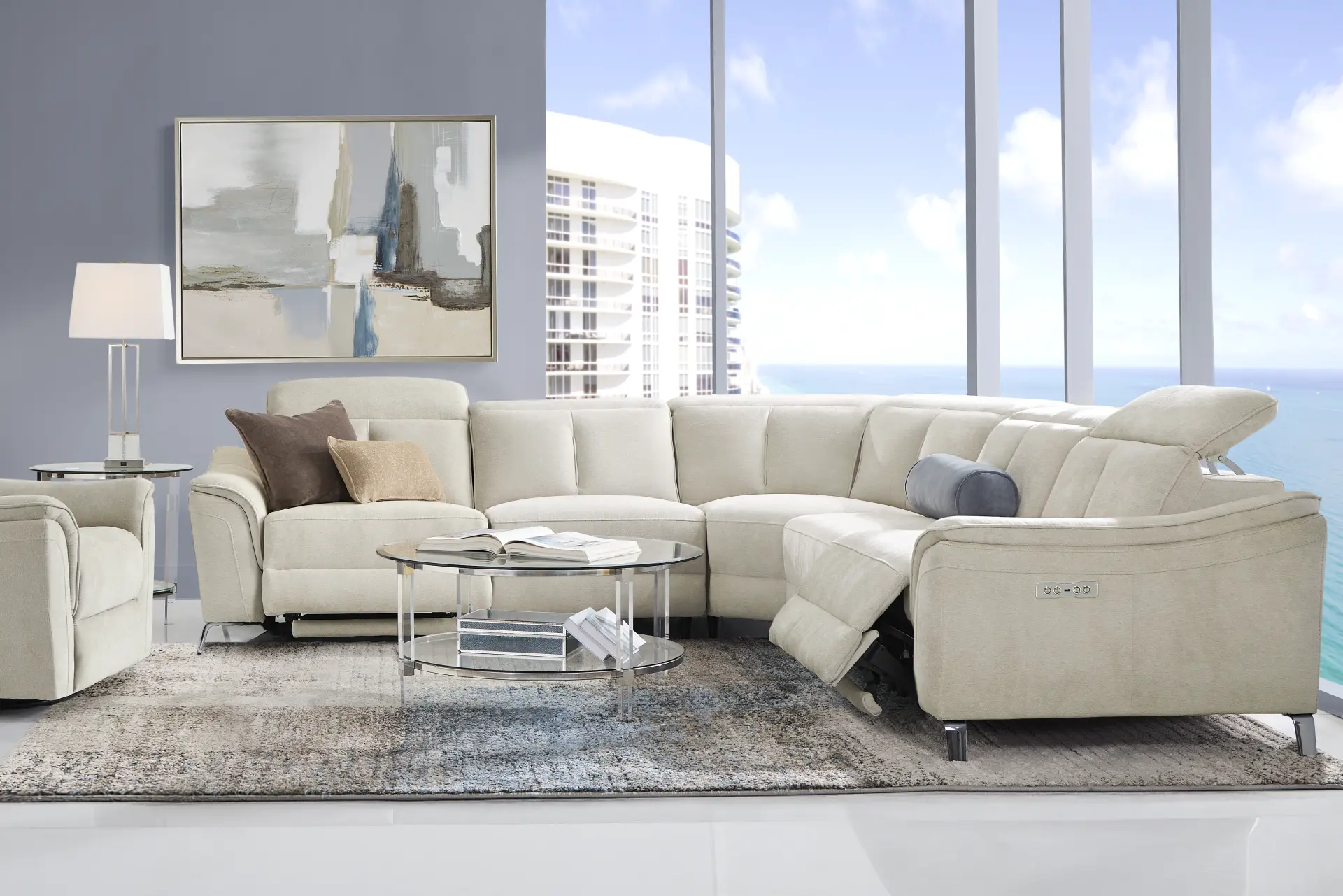 Cavani Gray 5 Pc Dual Power Reclining Sectional
