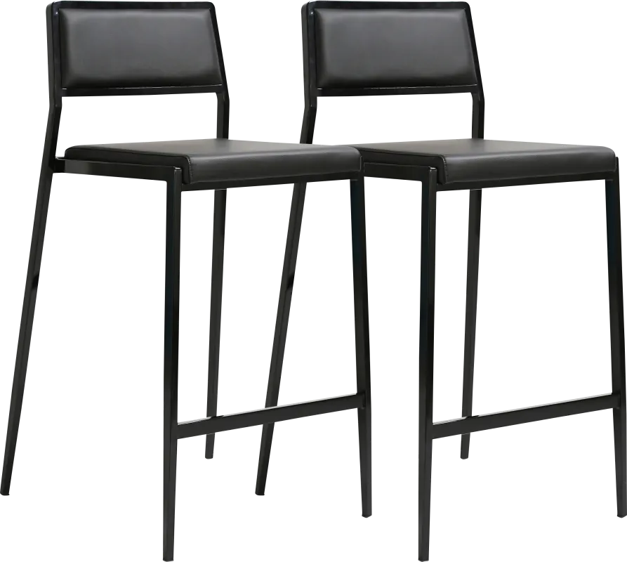 Cloudywing I Black Counter Height Stool, Set of 2