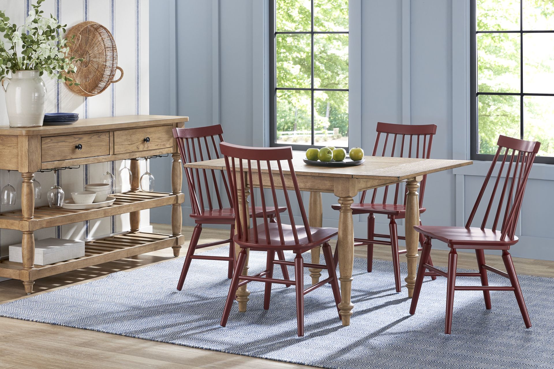 Winsor Natural 5 Pc Drop Leaf Dining Room with Red Chairs - Image 1