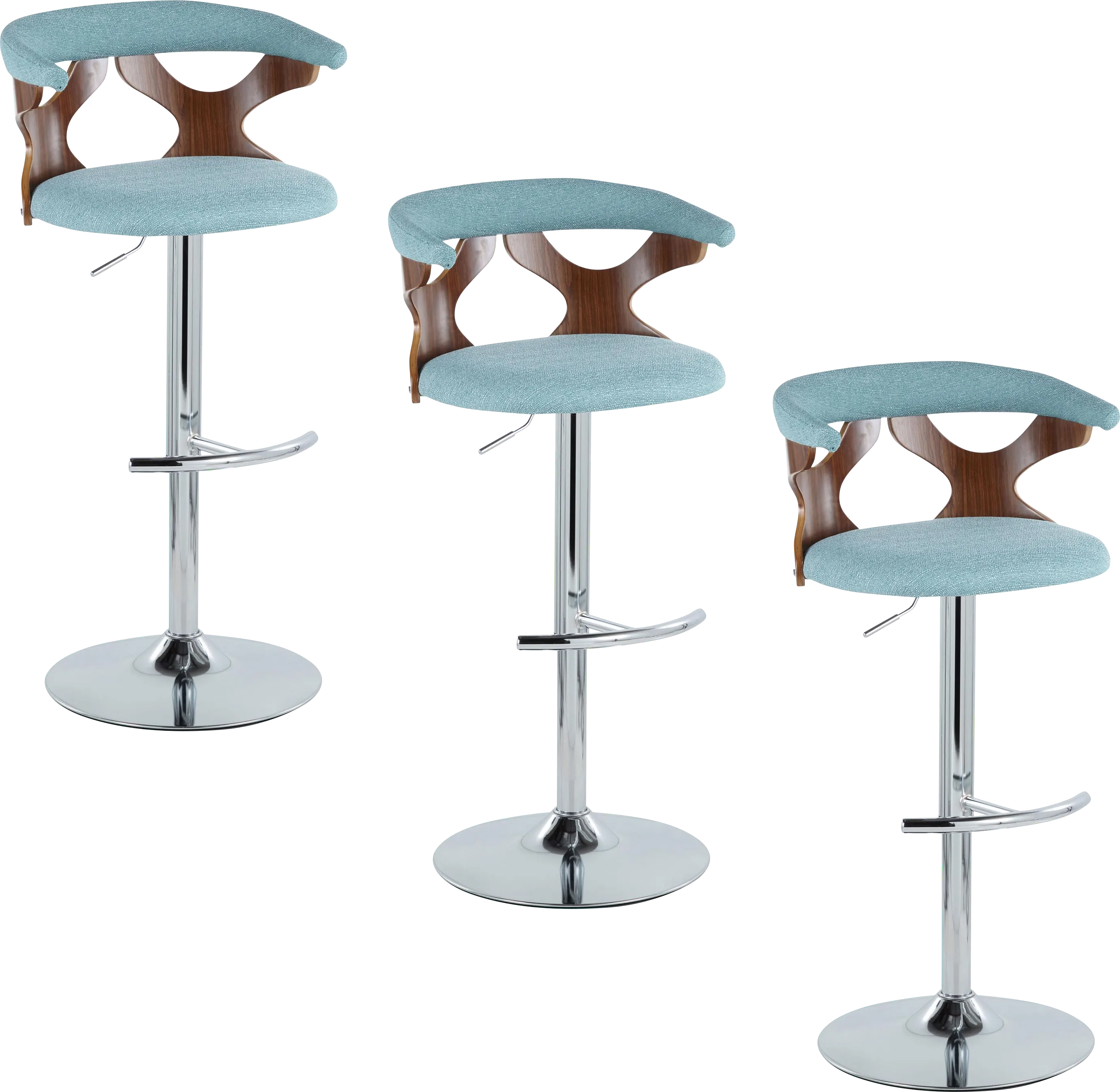 Wyndmoor VIII Teal Adjustable Swivel Barstool, Set of 3 - Thumbnail - Image 1