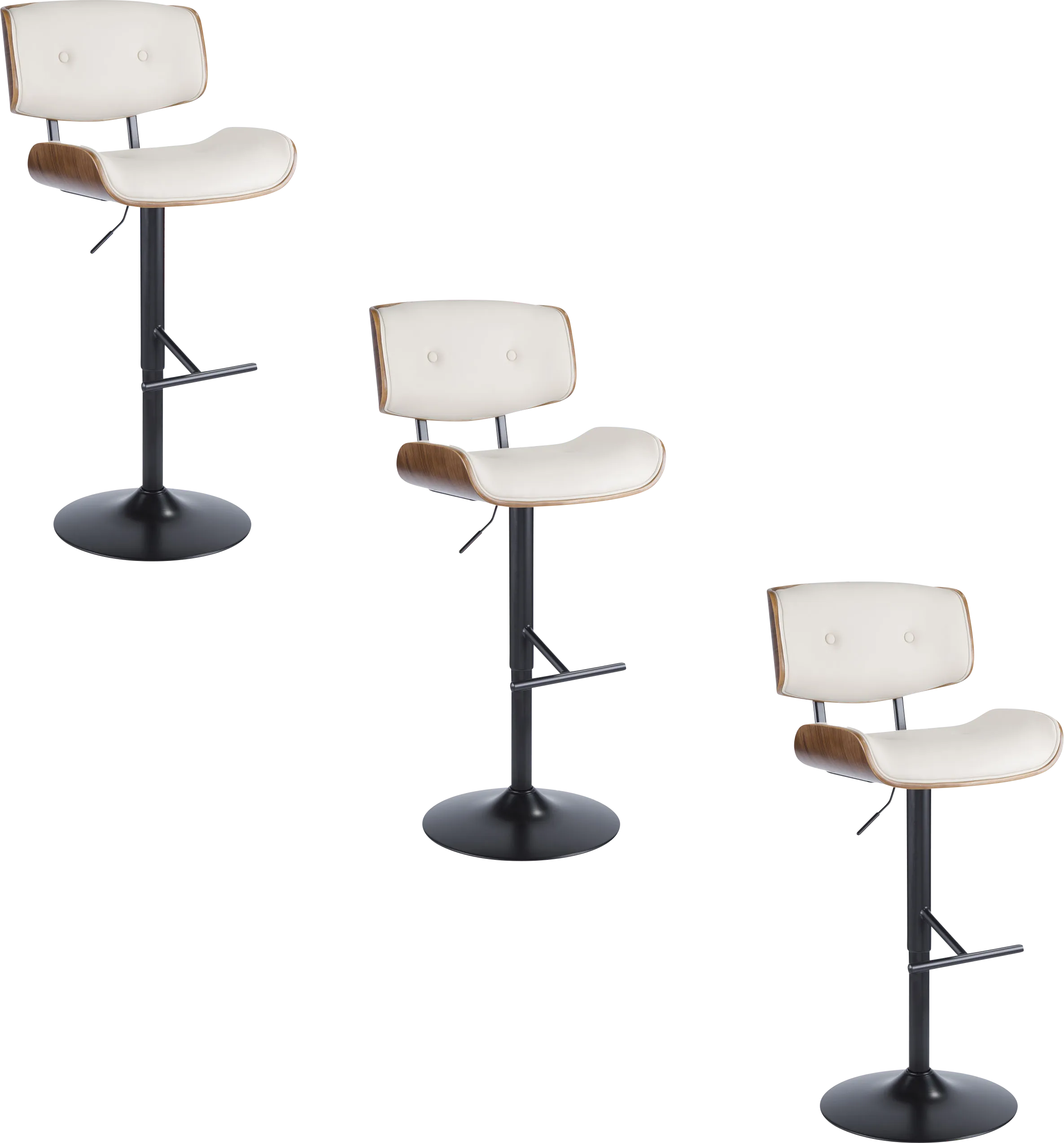Tesshire Cream Adjustable Swivel Barstool, Set of 3 - Thumbnail - Image 1