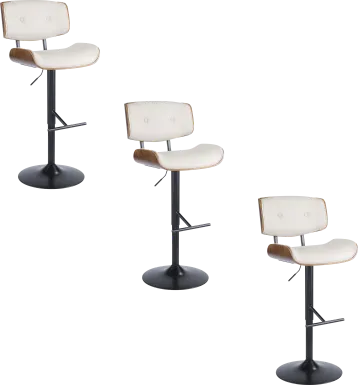 Tesshire Cream Adjustable Swivel Barstool, Set of 3