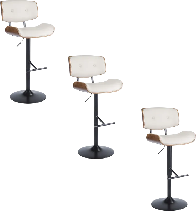 Tesshire Cream Adjustable Swivel Barstool, Set of 3