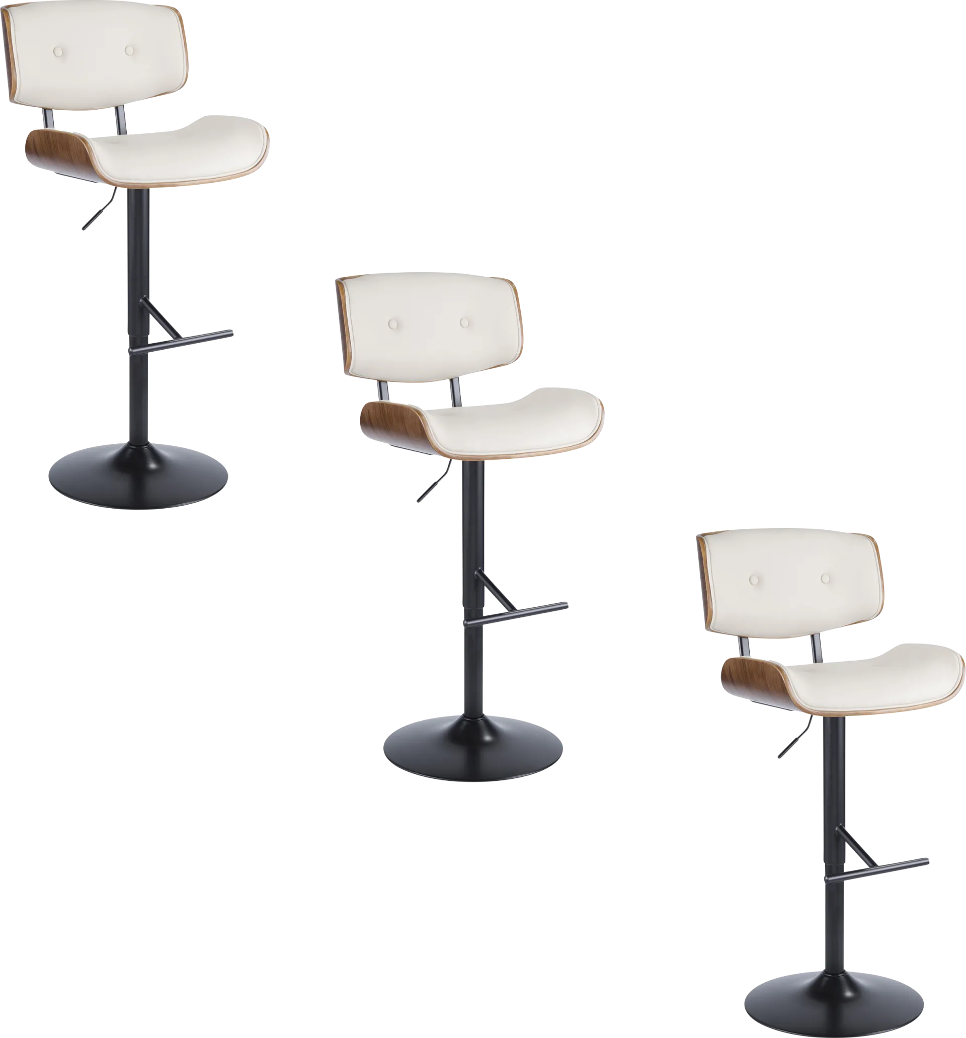 Tesshire Cream Adjustable Swivel Barstool, Set of 3 - Image 1