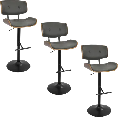 Tesshire Gray Adjustable Swivel Barstool, Set of 3