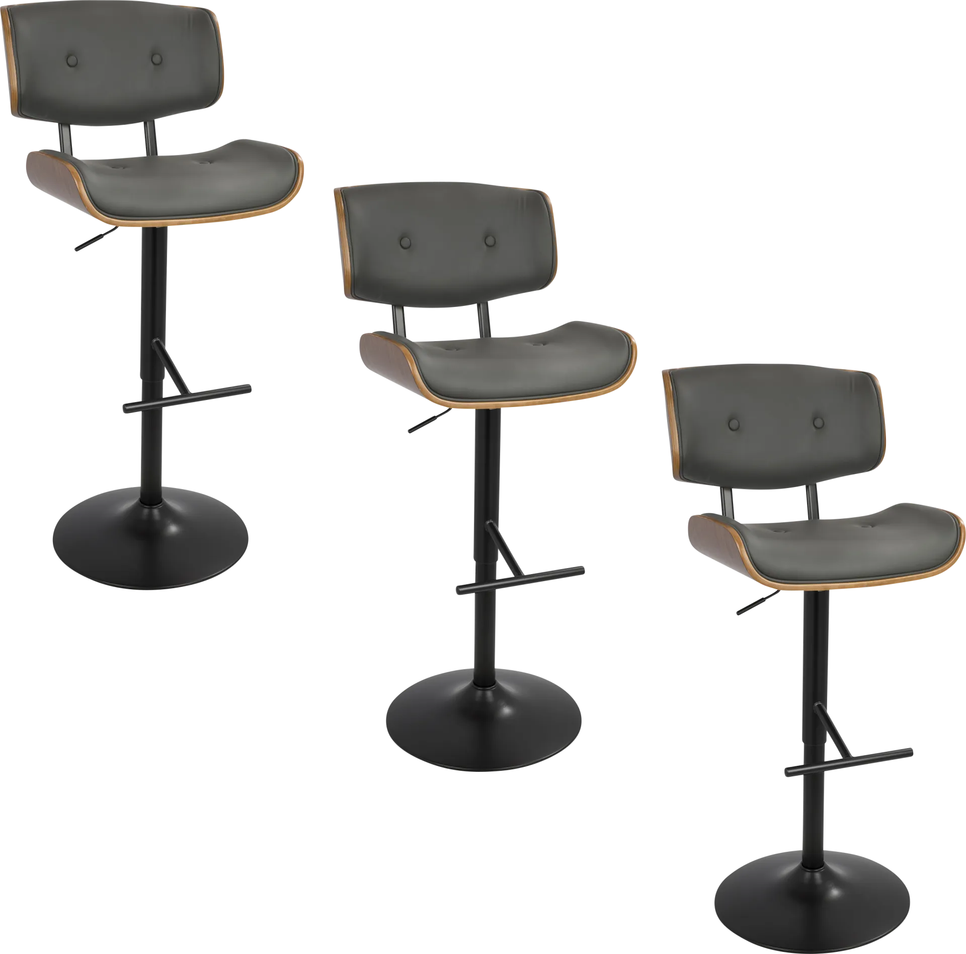 Tesshire Gray Adjustable Swivel Barstool, Set of 3 - Image 1