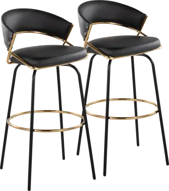 Harborson III Black Barstool, Set of 2
