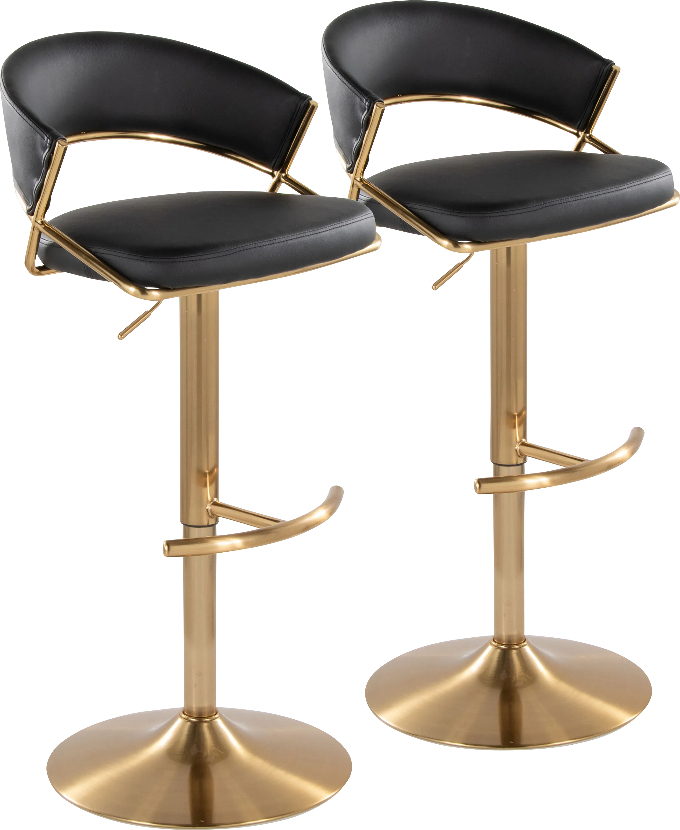 Harborson II Black Adjustable Swivel Barstool, Set of 2 - Thumbnail - Image 1