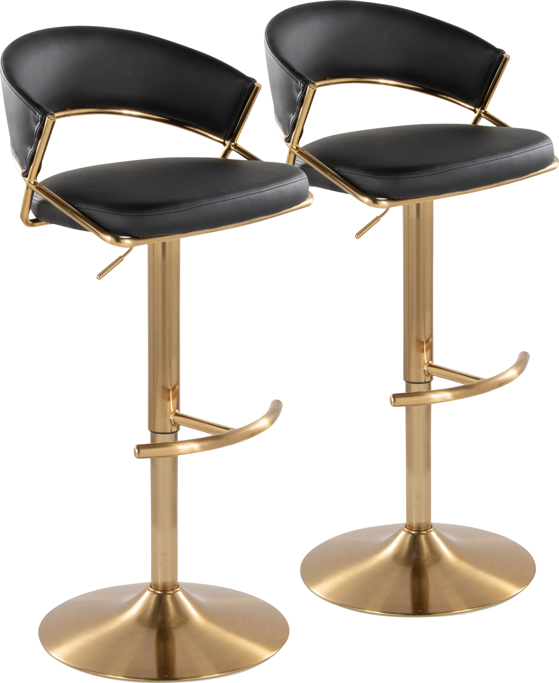 Harborson II Black Adjustable Swivel Barstool, Set of 2 - Image 1