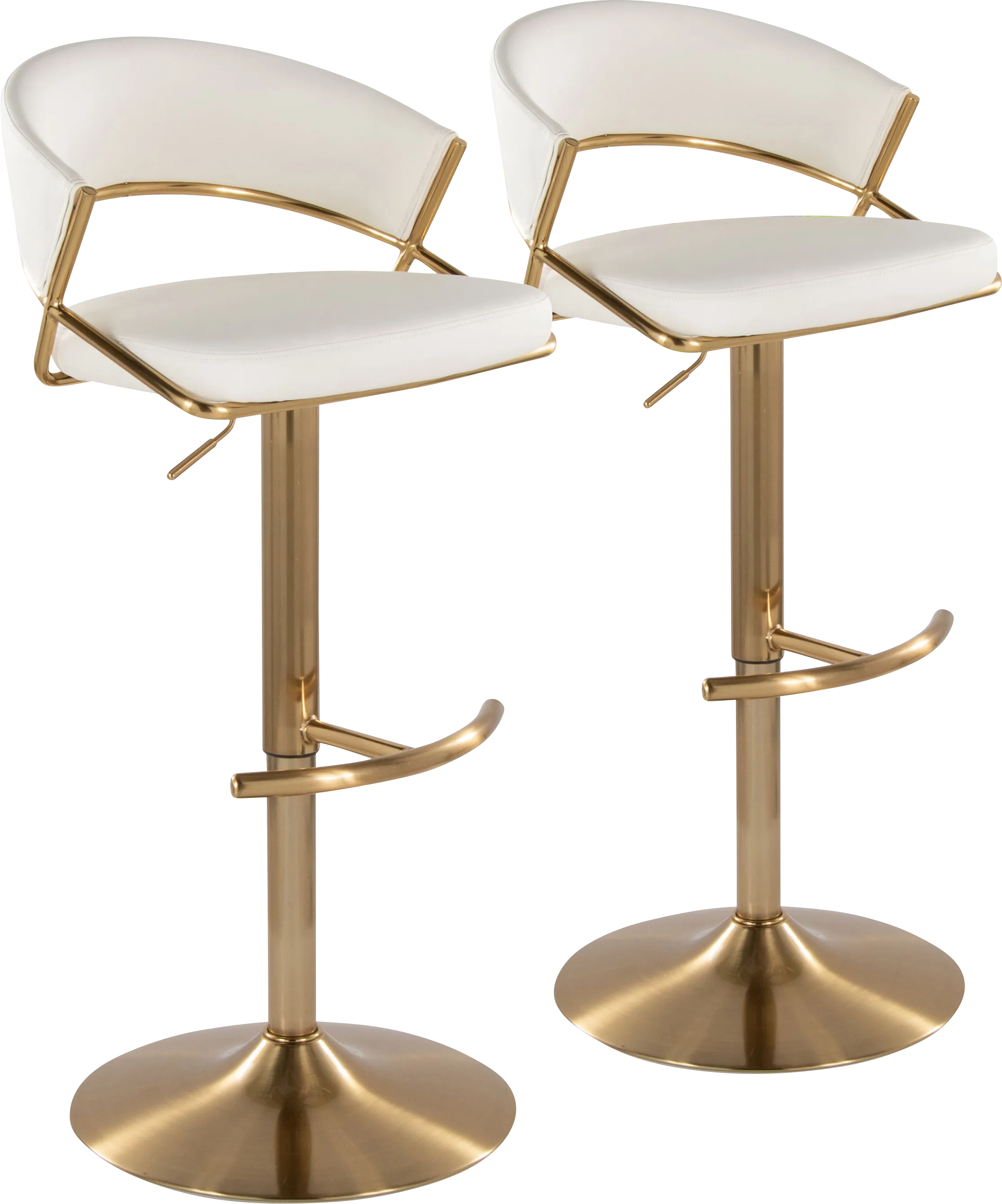 Harborson II White Adjustable Swivel Barstool, Set of 2 - Thumbnail - Image 1