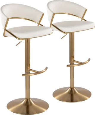 Harborson II White Adjustable Swivel Barstool, Set of 2
