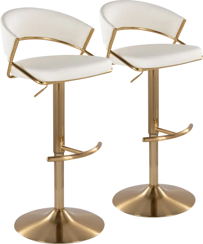 Harborson II White Adjustable Swivel Barstool, Set of 2