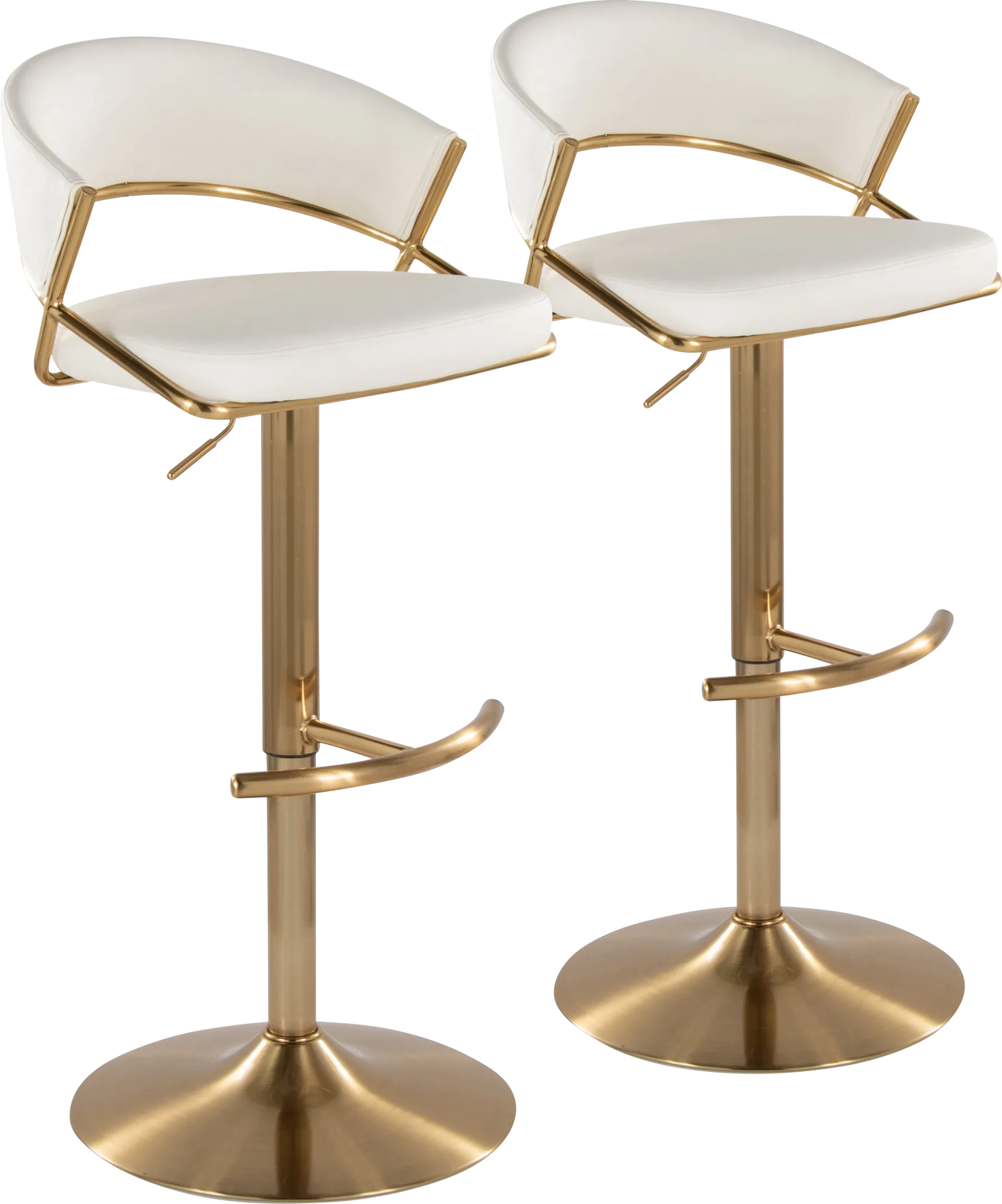 Harborson II White Adjustable Swivel Barstool, Set of 2 - Image 1
